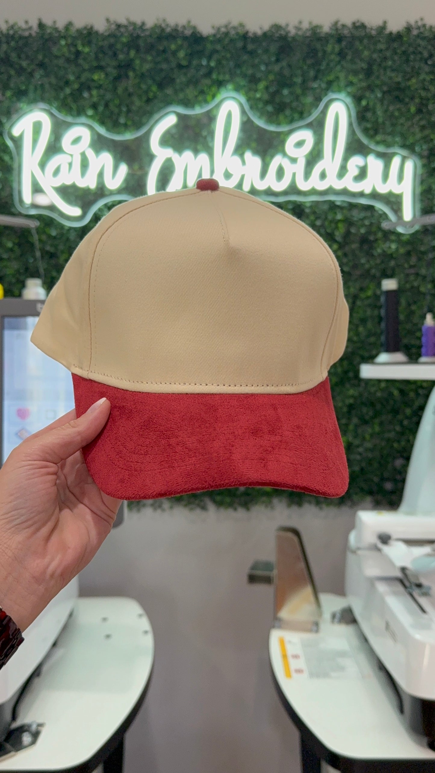 Red Suede Trucker Hat (blank)