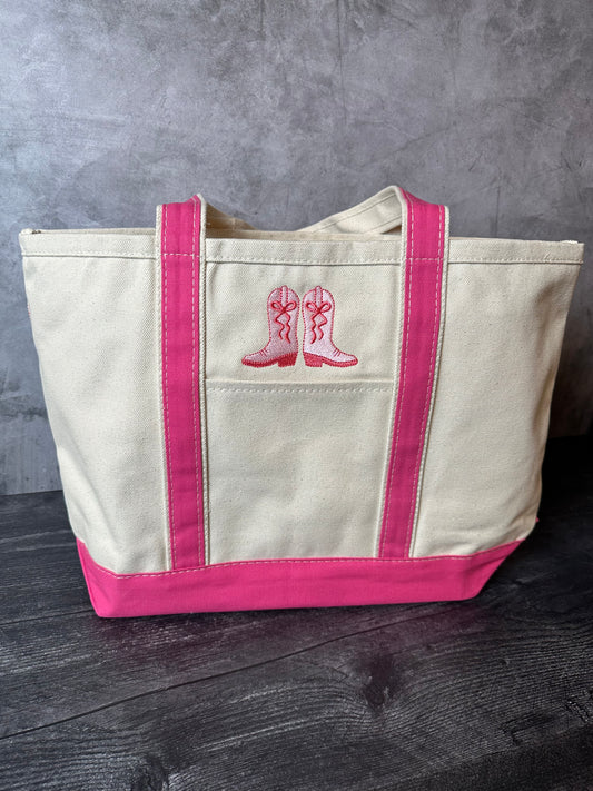 Cowgirl Boots Embroidered Tote