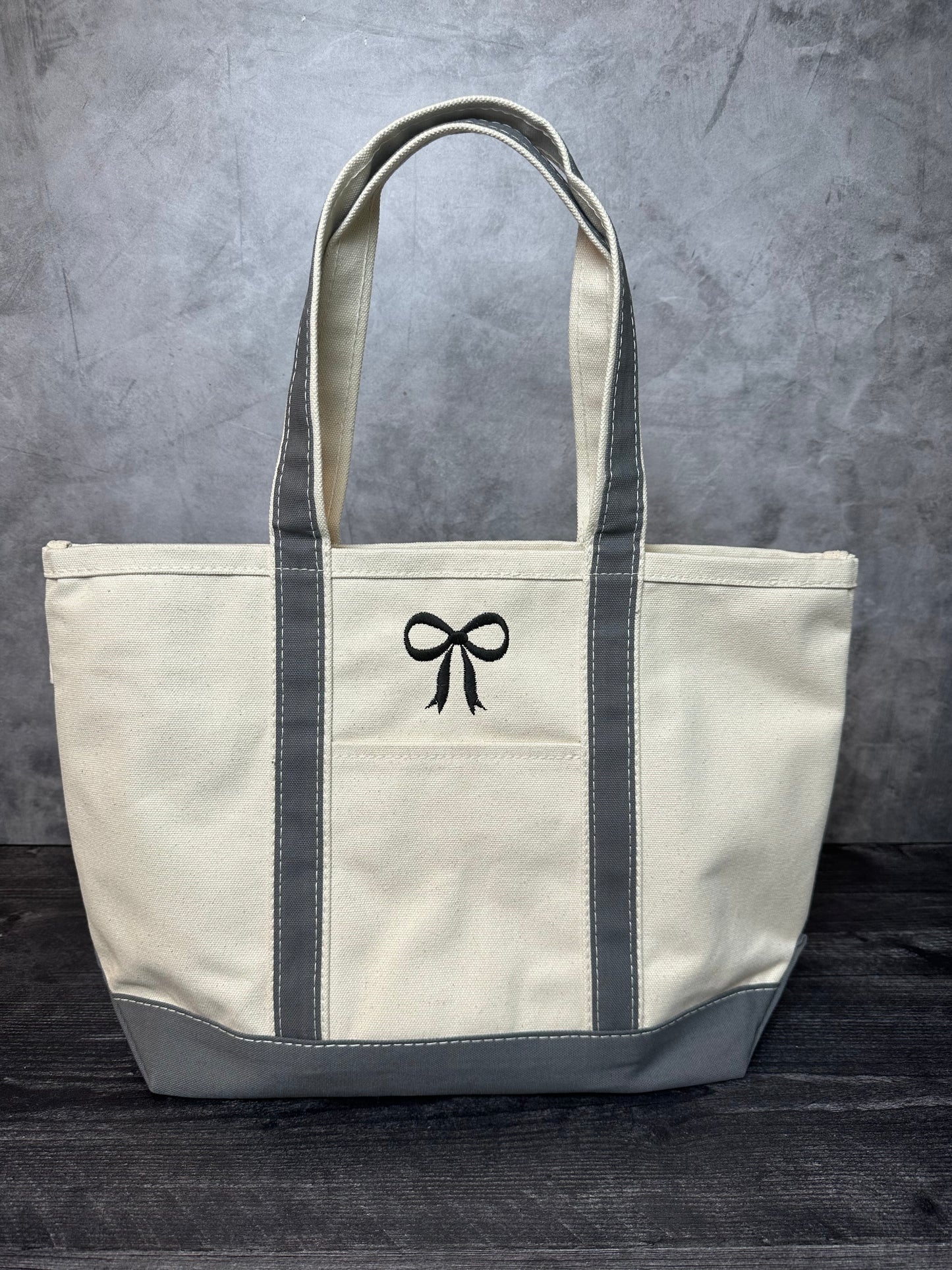 Black Bow Embroidered Tote