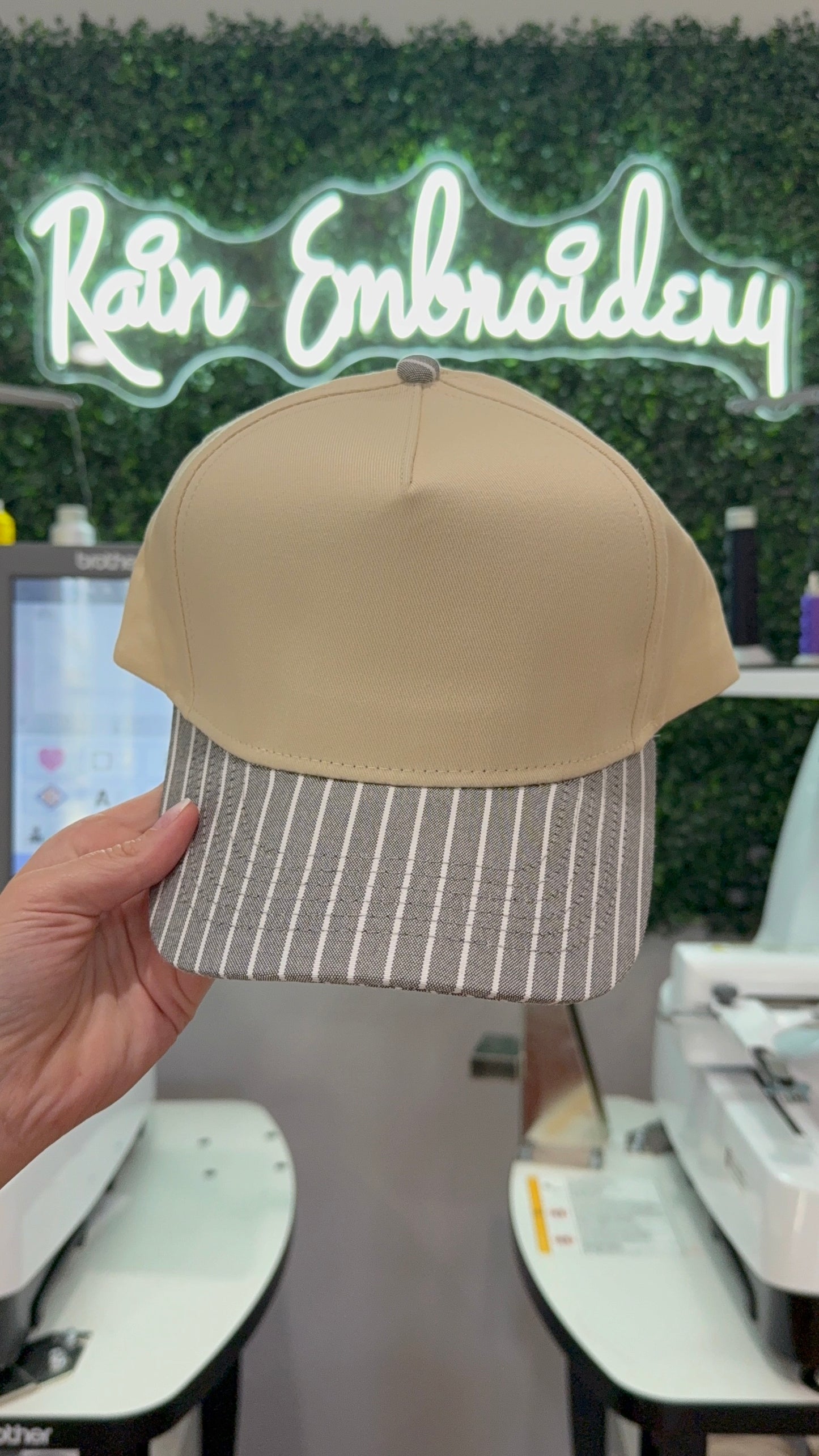 Gray Striped Bill (blank) Trucker Hat
