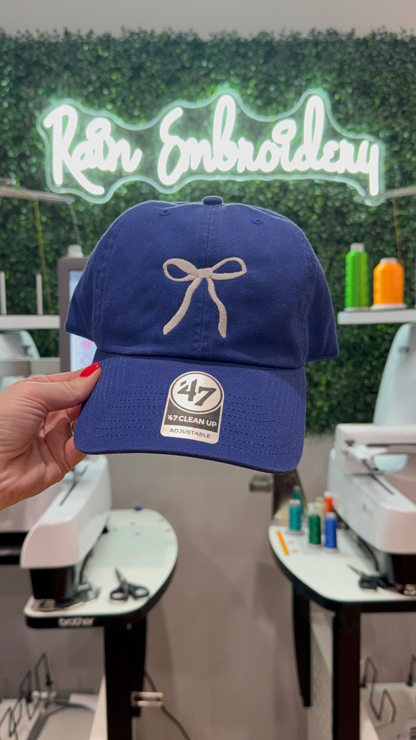 White Coquette Bow Embroidered Hat