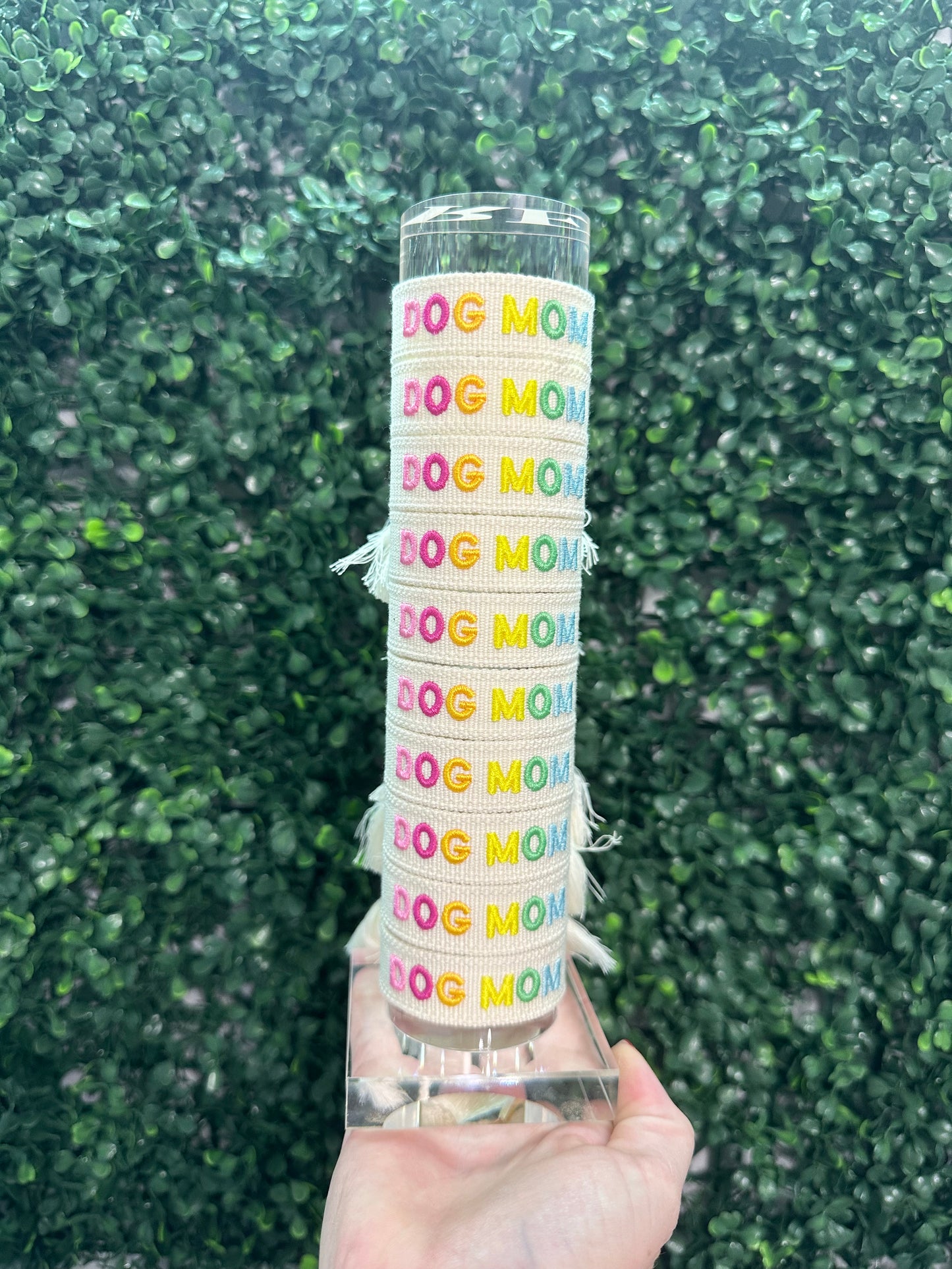Dog Mom Embroidered Bracelet