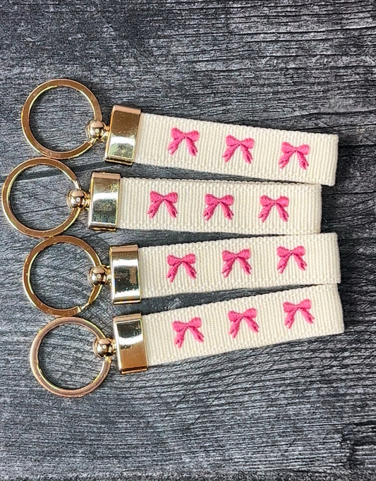 Bow Embroidered Keychain