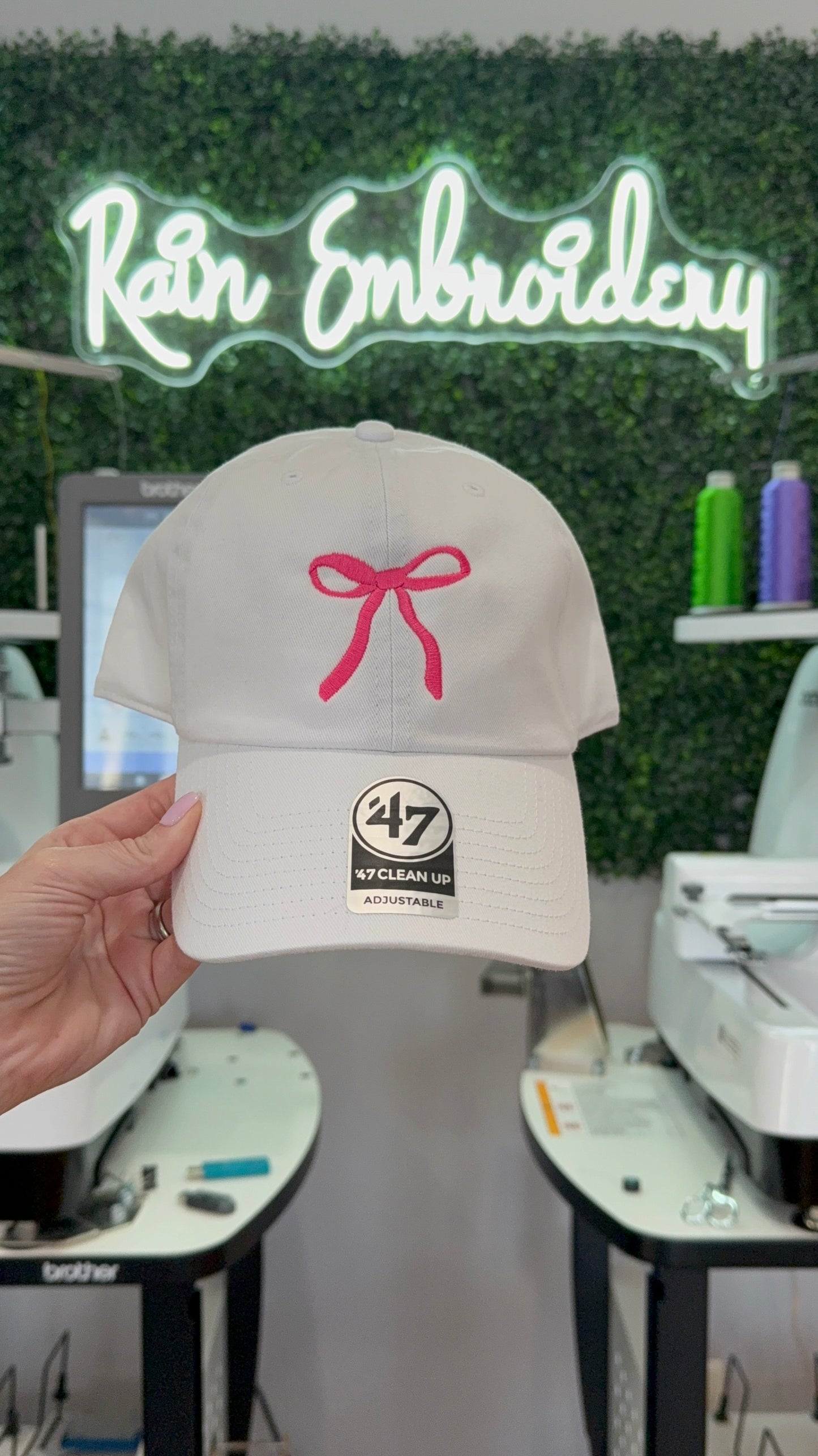 Pink Coquette Bow Embroidered Hat