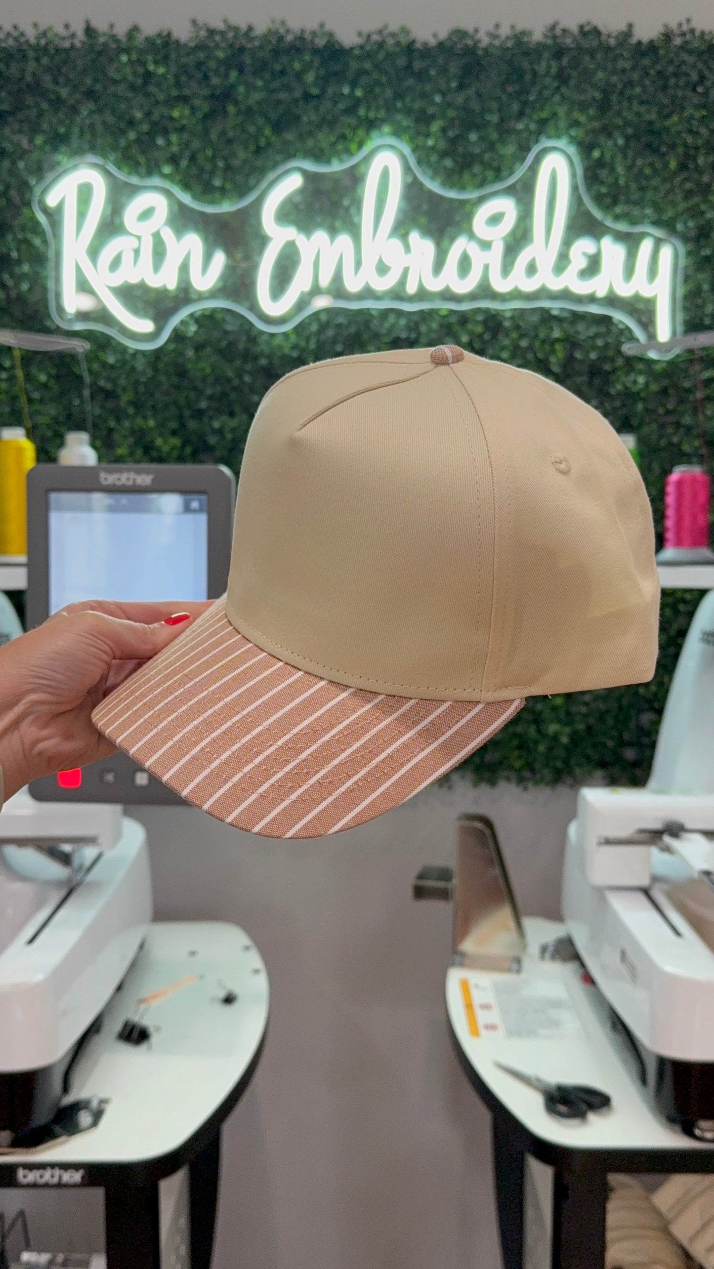 Brown Striped Bill (blank) Trucker Hat