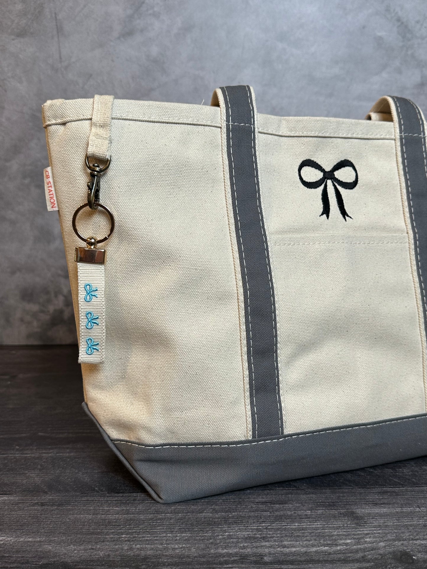 Blue Bows Embroidered Keychain