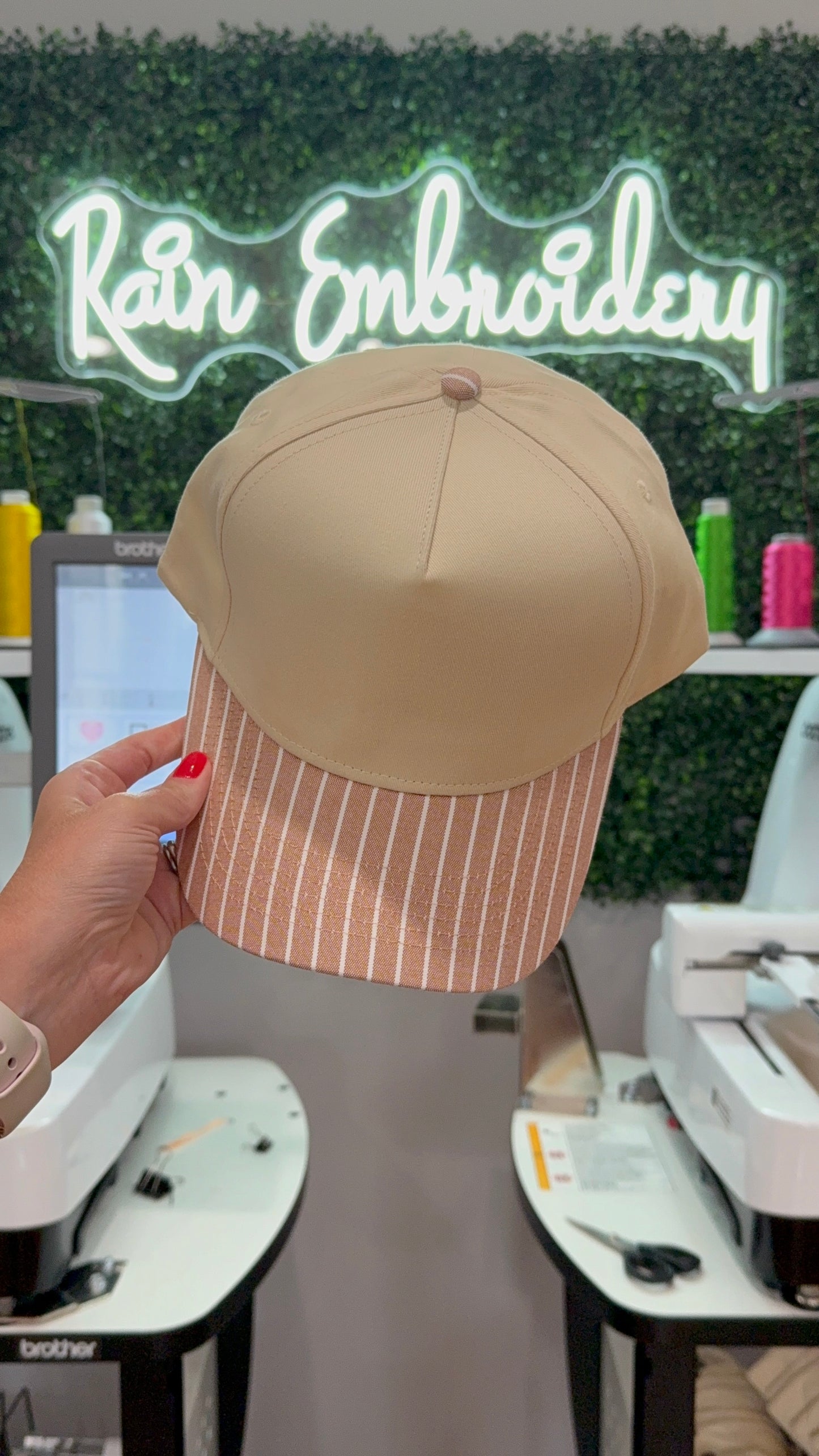 Brown Striped Bill (blank) Trucker Hat