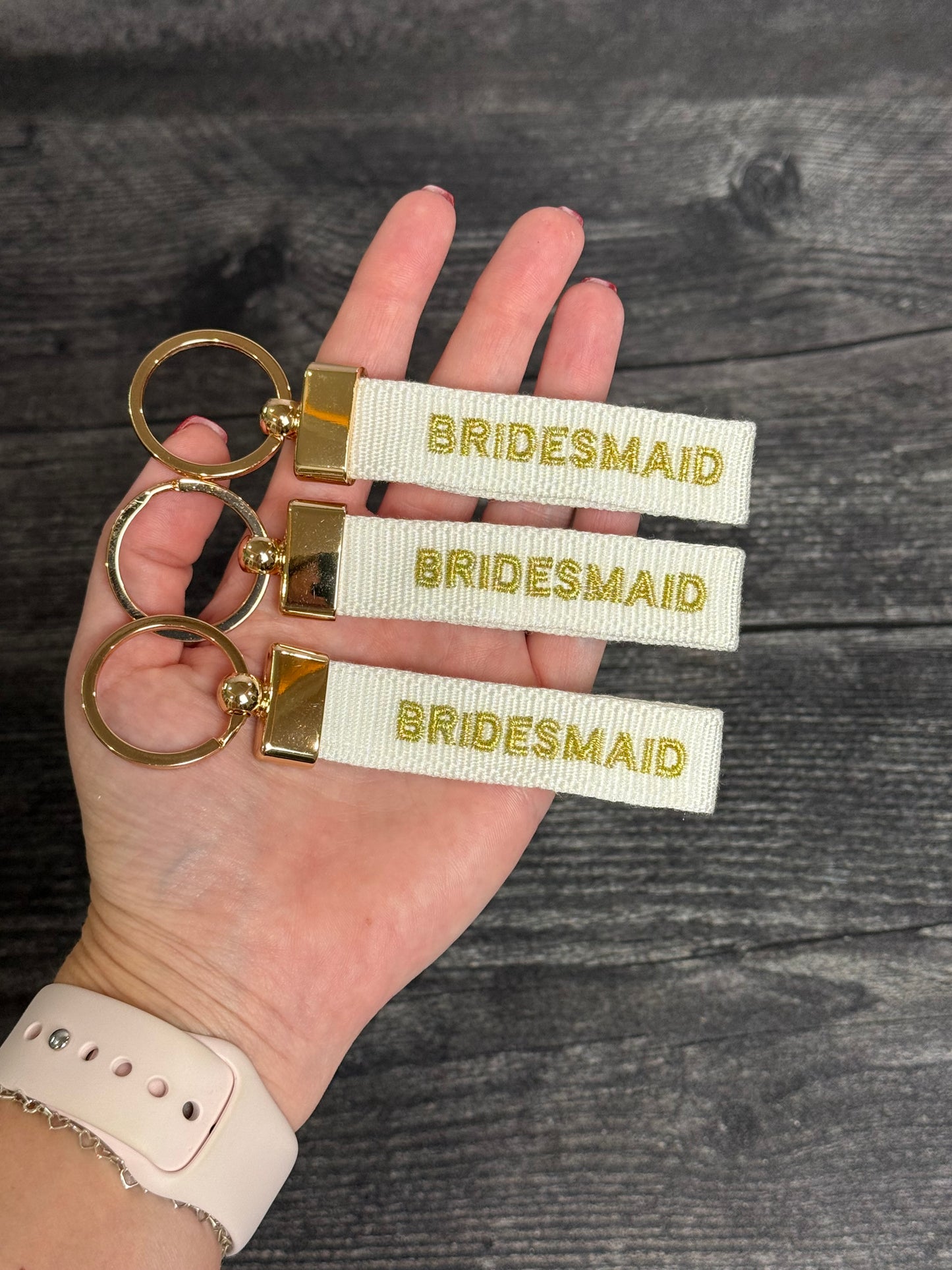 Bridesmaid Embroidered Keychain