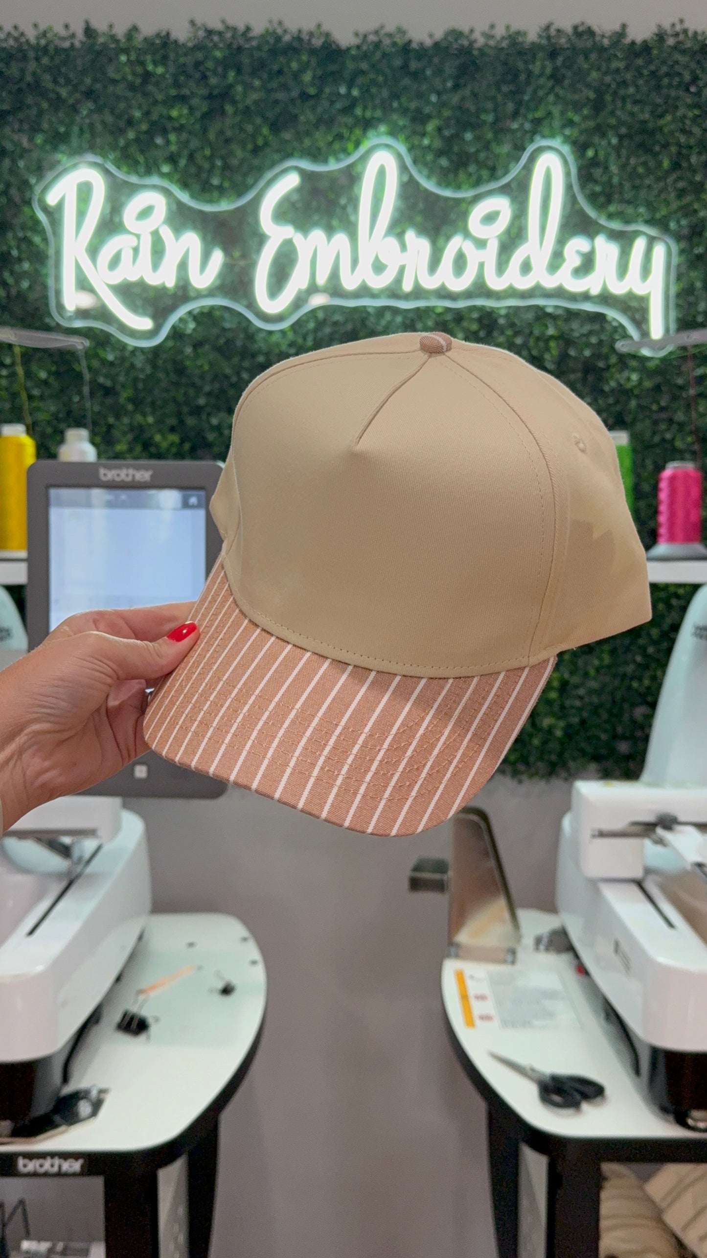 Brown Striped Bill (blank) Trucker Hat