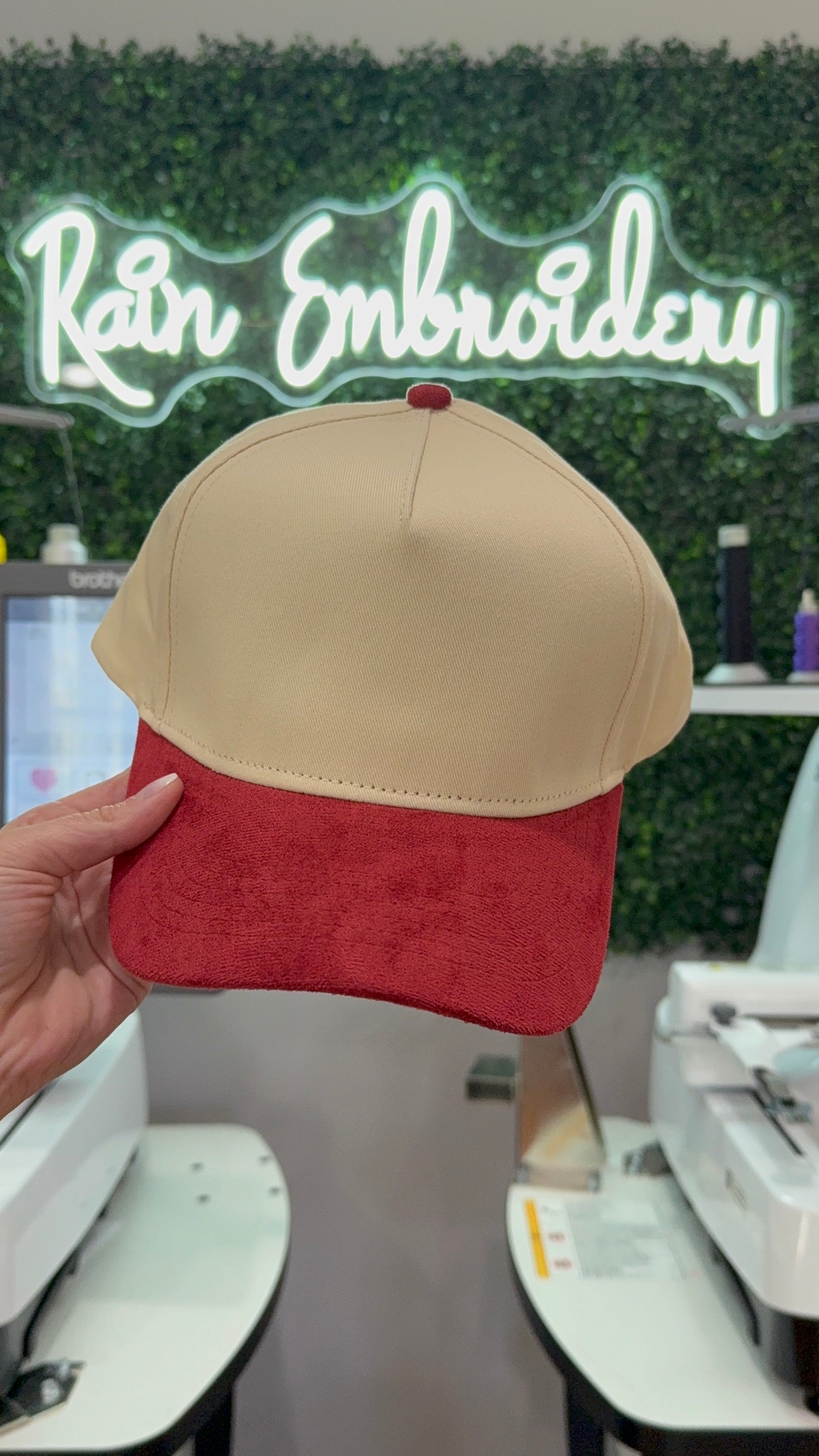 Red Suede Trucker Hat (blank)