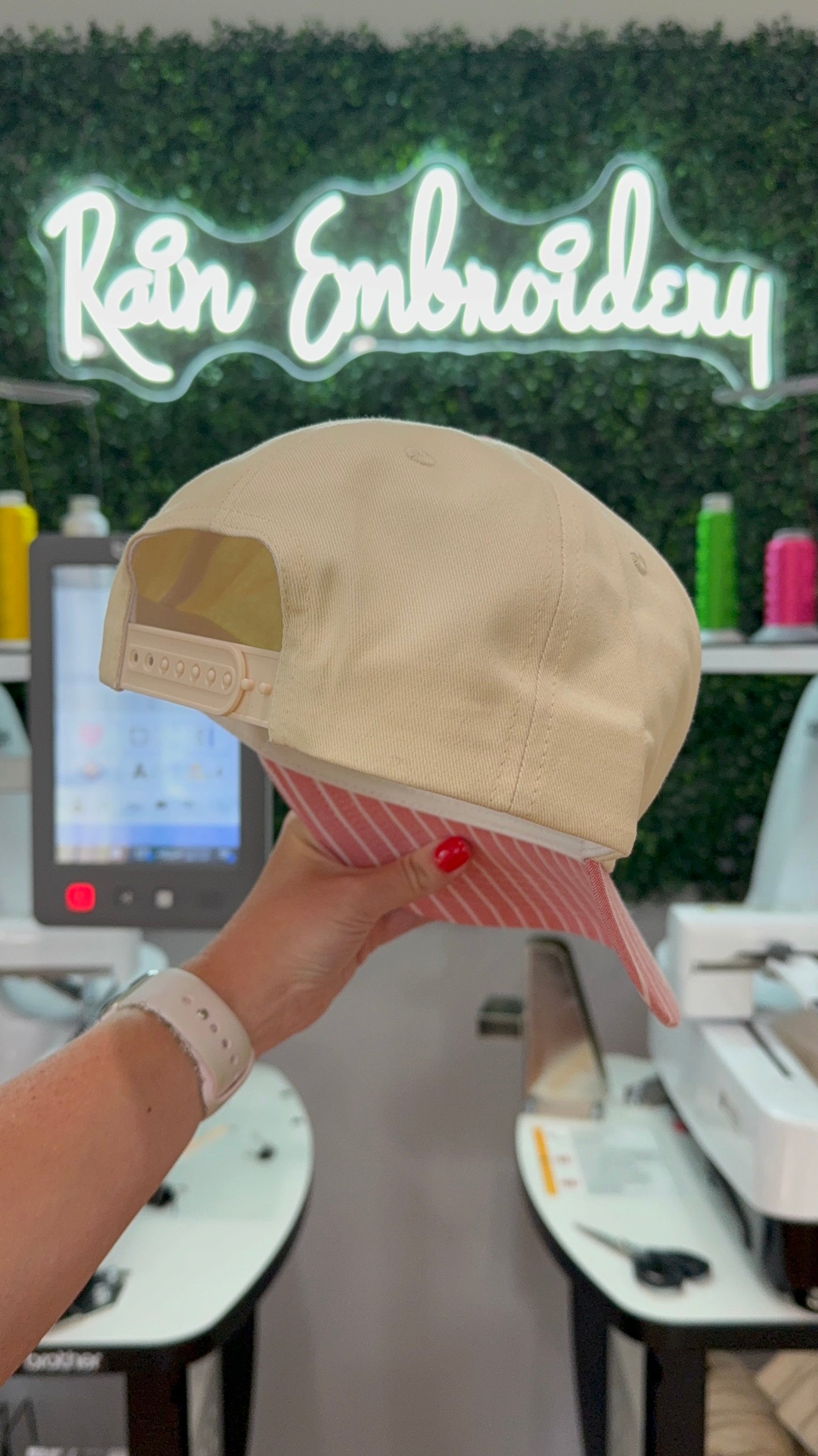 Red Striped Bill (blank) Trucker Hat