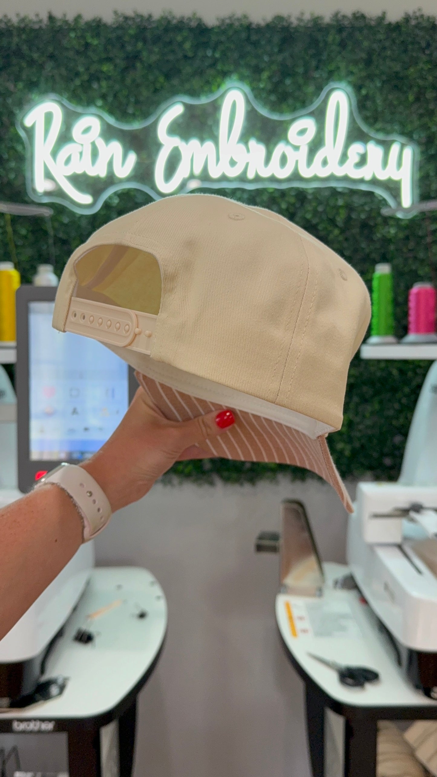 Brown Striped Bill (blank) Trucker Hat