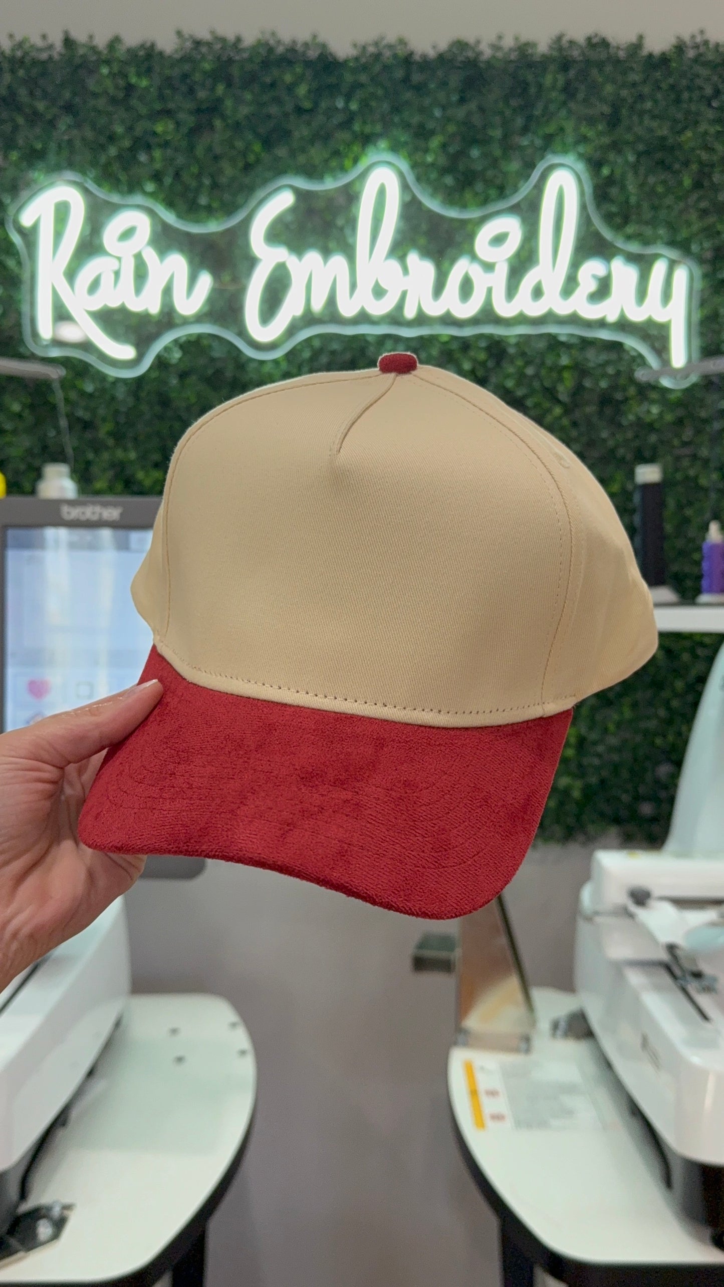 Red Suede Trucker Hat (blank)