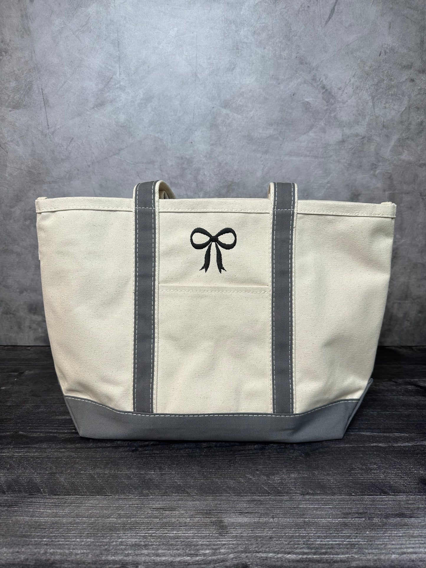 Black Bow Embroidered Tote