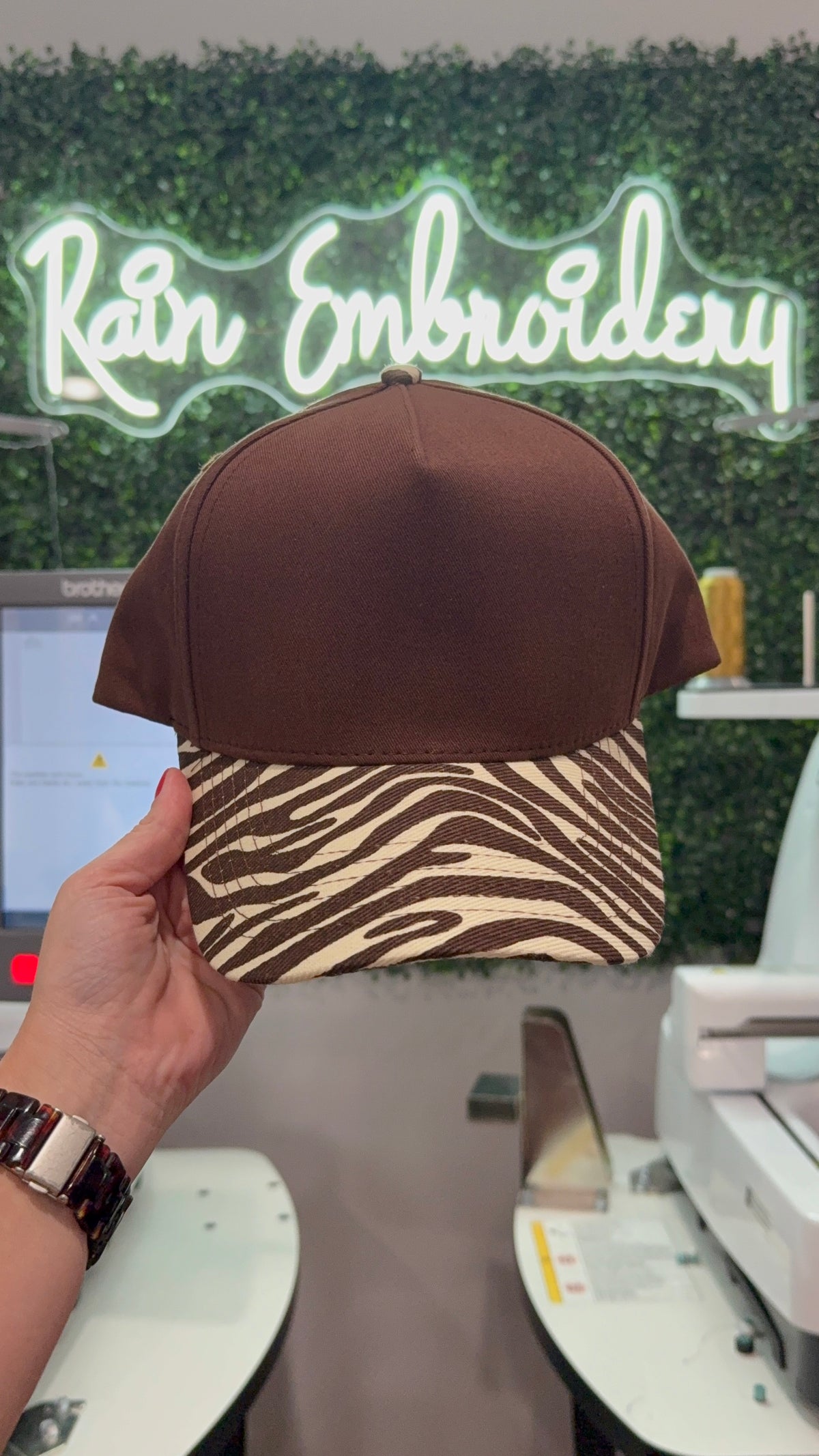 Brown Zebra Bill Hat (blank)