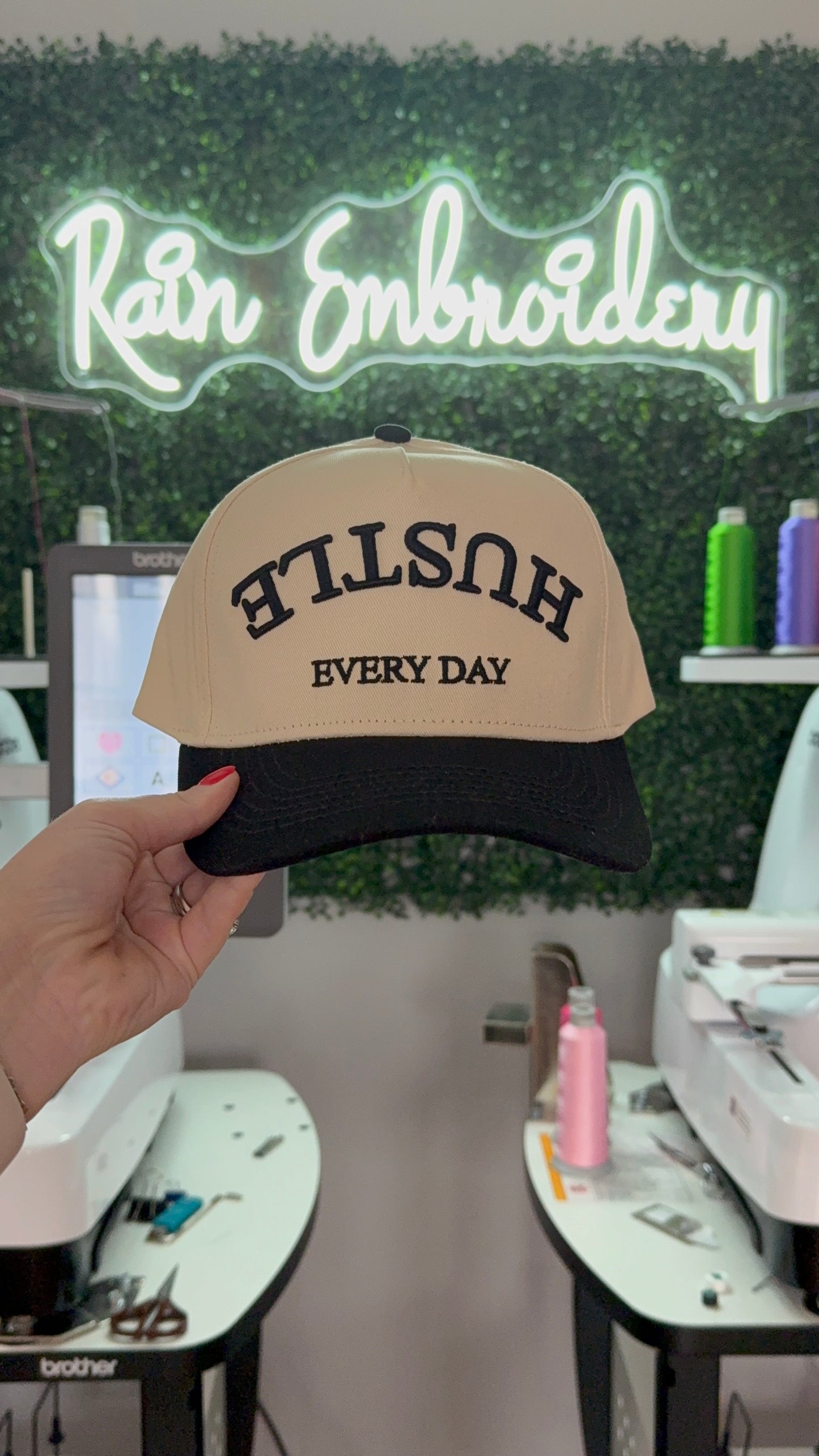 Hustle Every Day Vintage Embroidered Hat