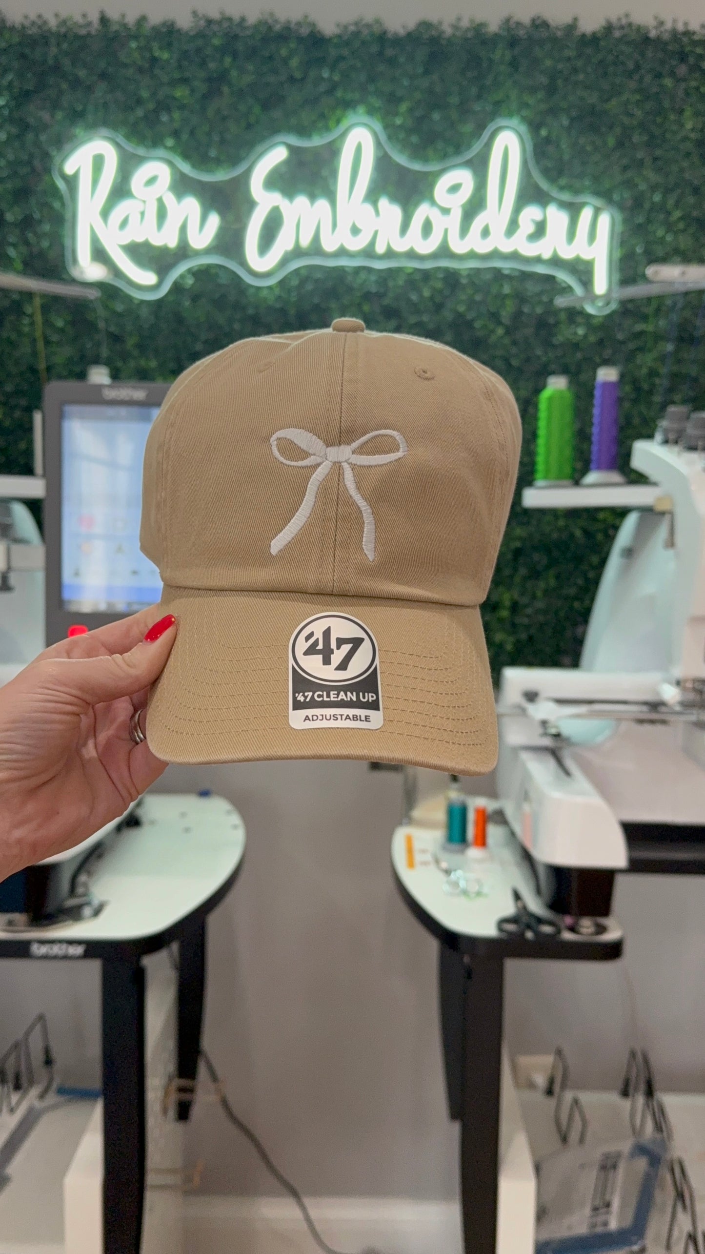 White Coquette Bow Embroidered Hat