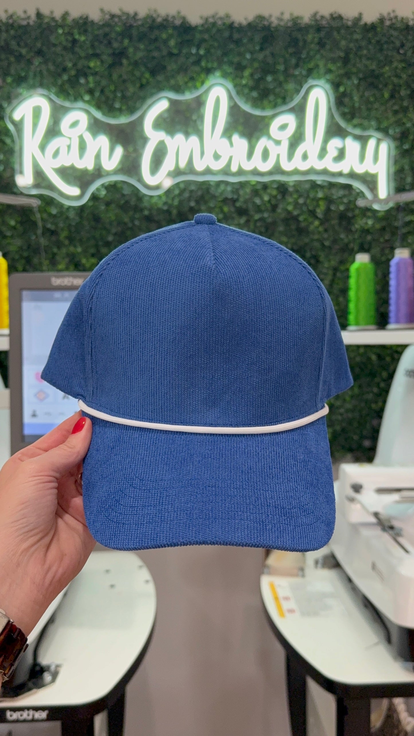 Blue Corduroy Trucker Hat (blanks)