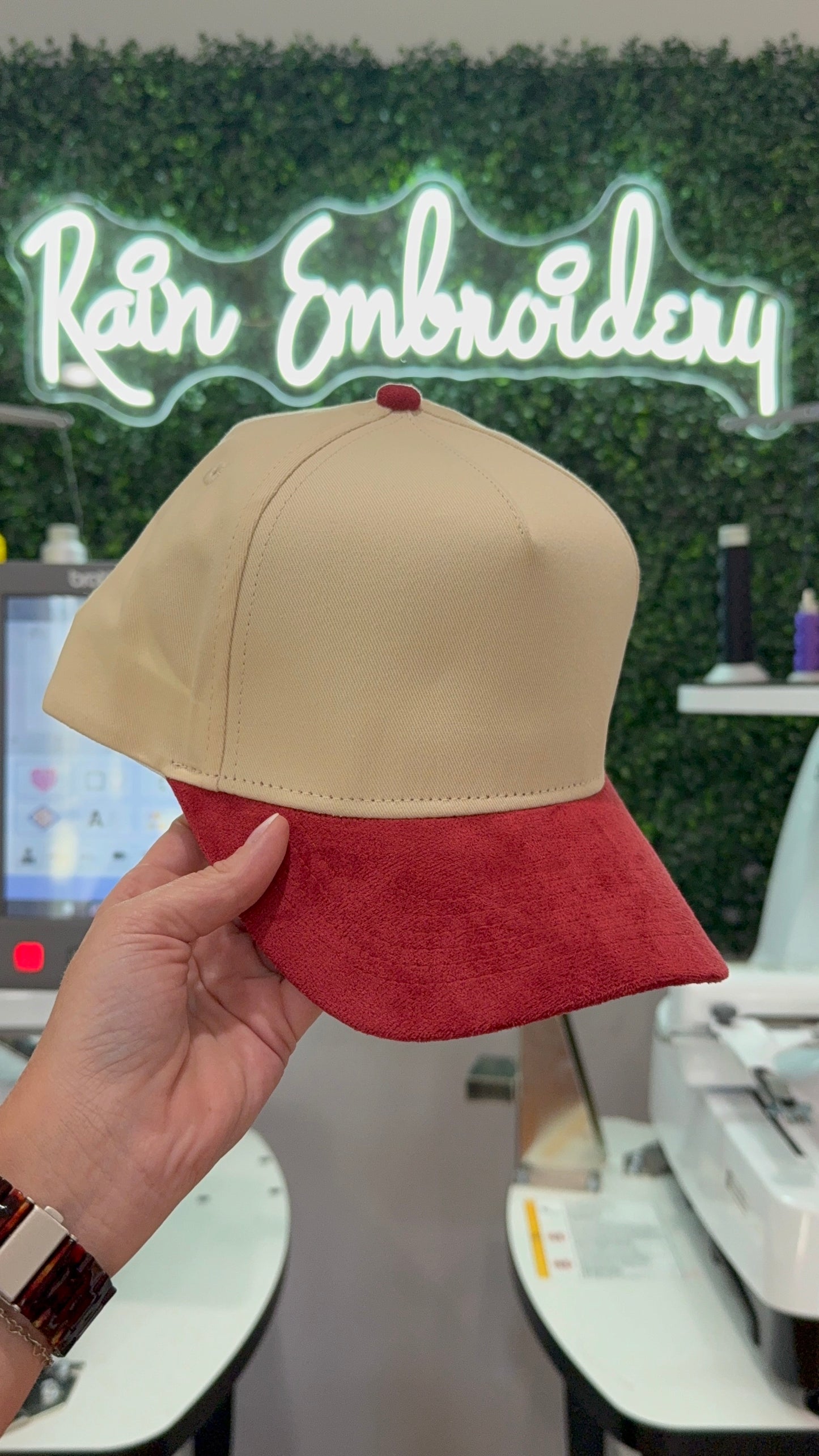 Red Suede Trucker Hat (blank)