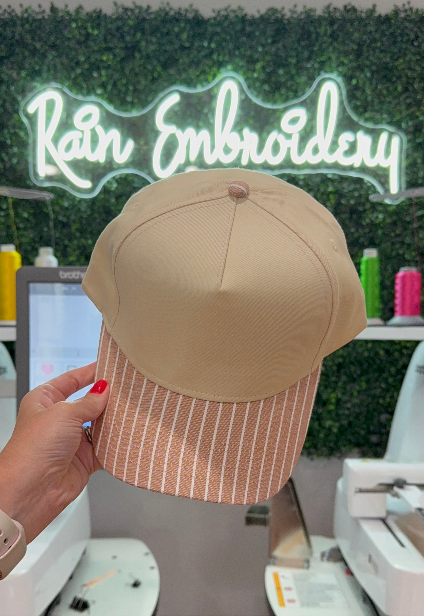 Brown Striped Bill (blank) Trucker Hat