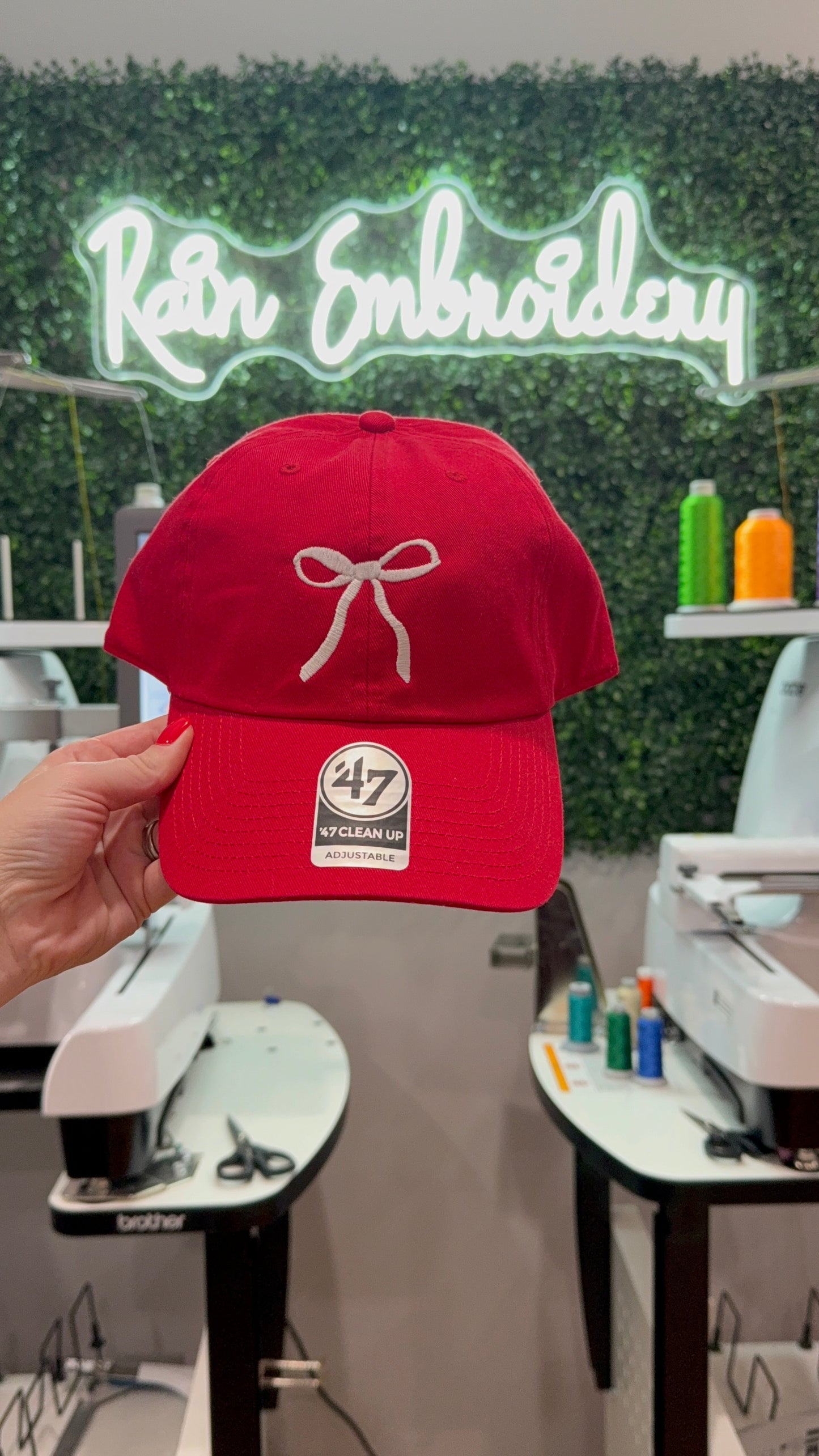 White Coquette Bow Embroidered Hat