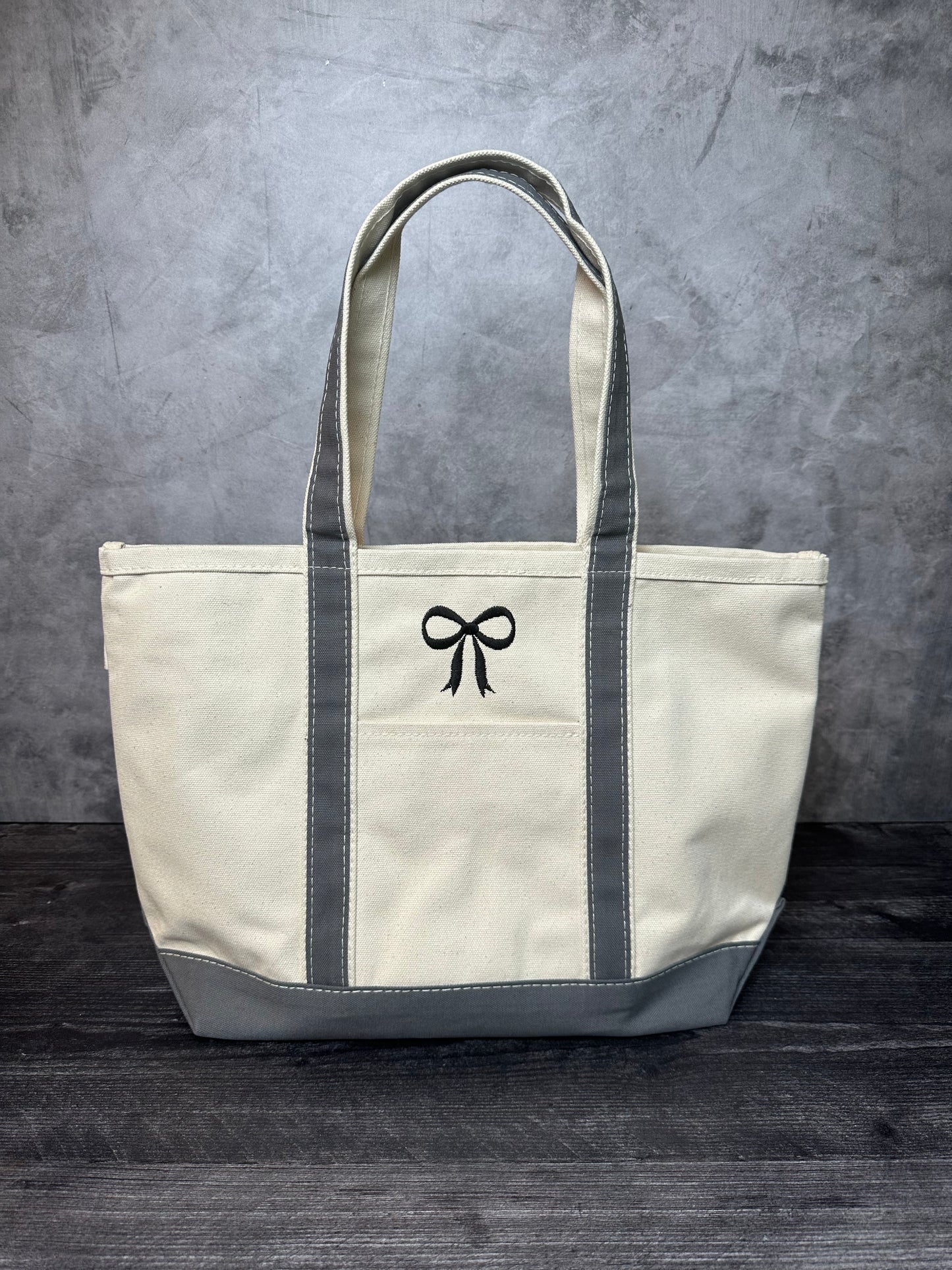 Black Bow Embroidered Tote