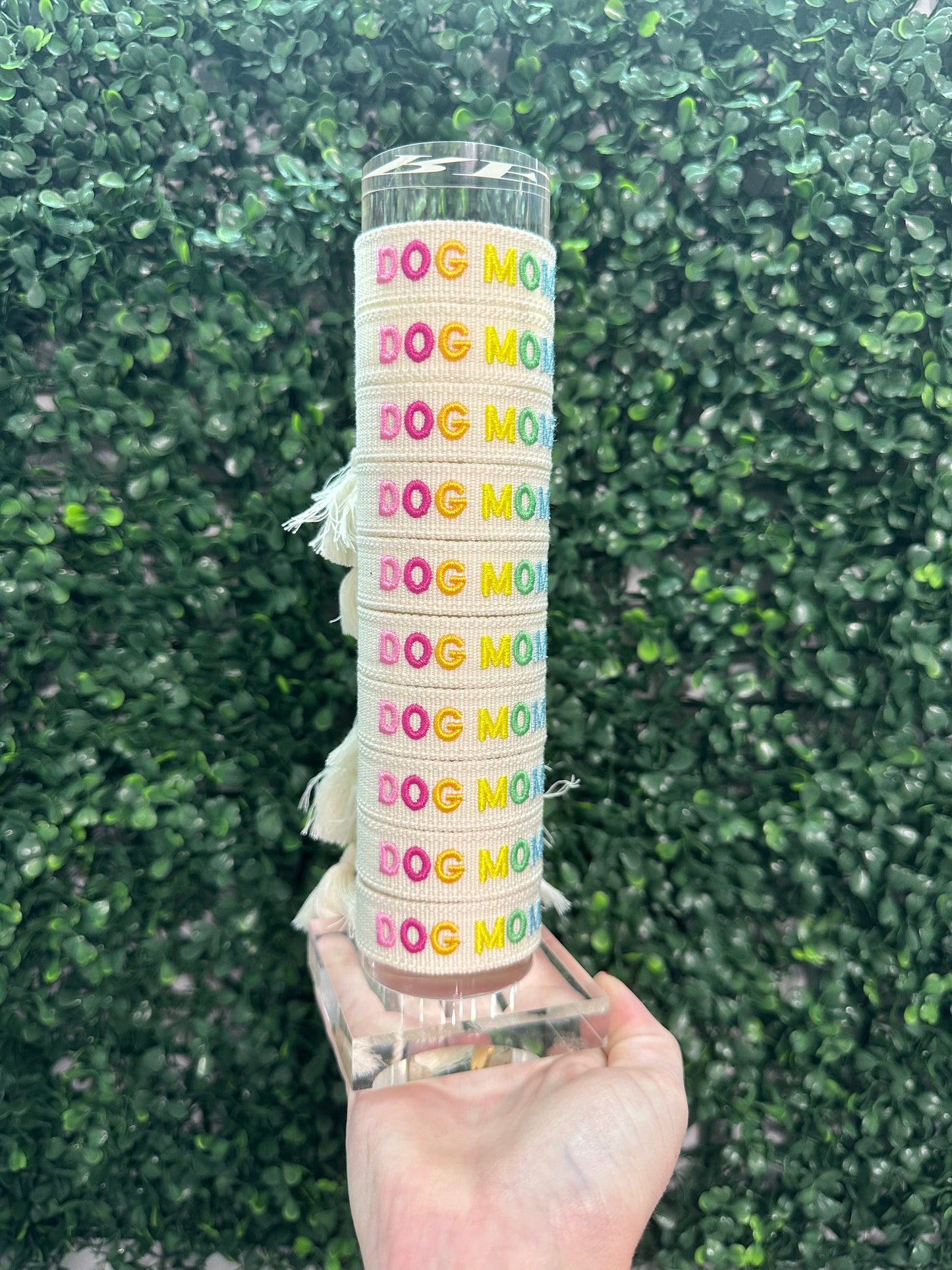 Dog Mom Embroidered Bracelet