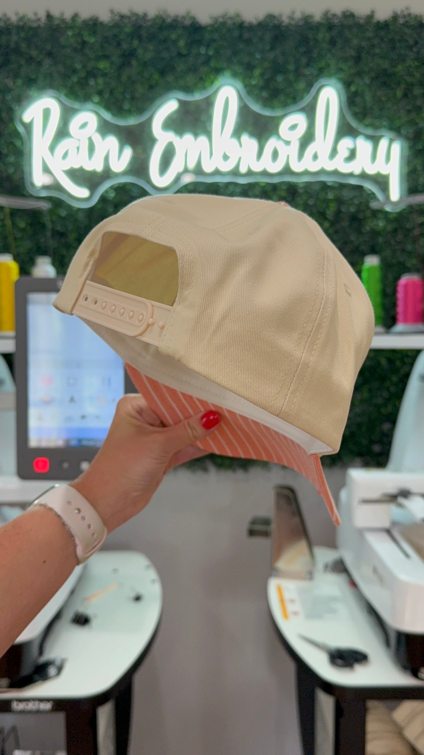 Orange Striped Bill (blank) Trucker Hat
