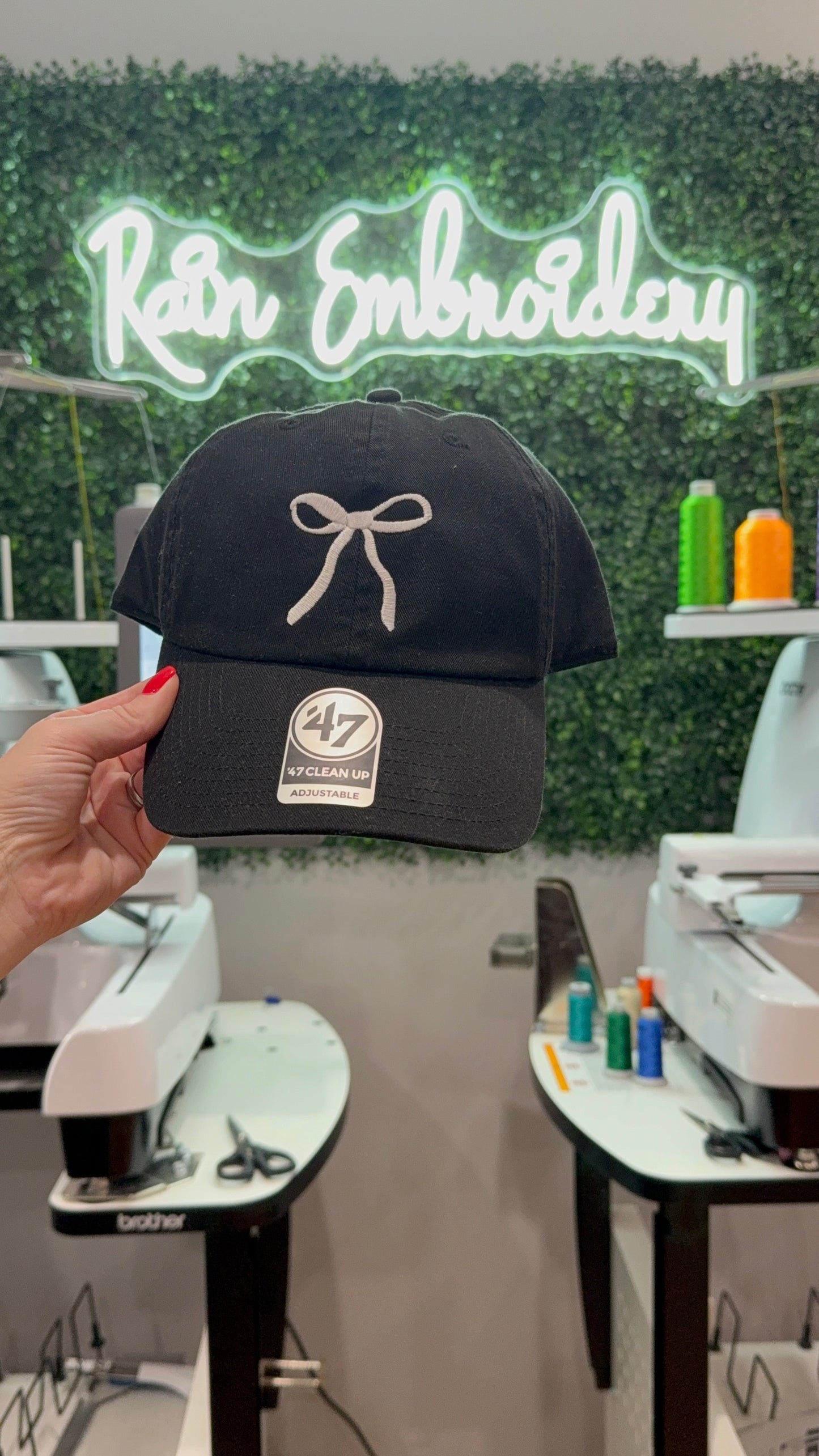White Coquette Bow Embroidered Hat
