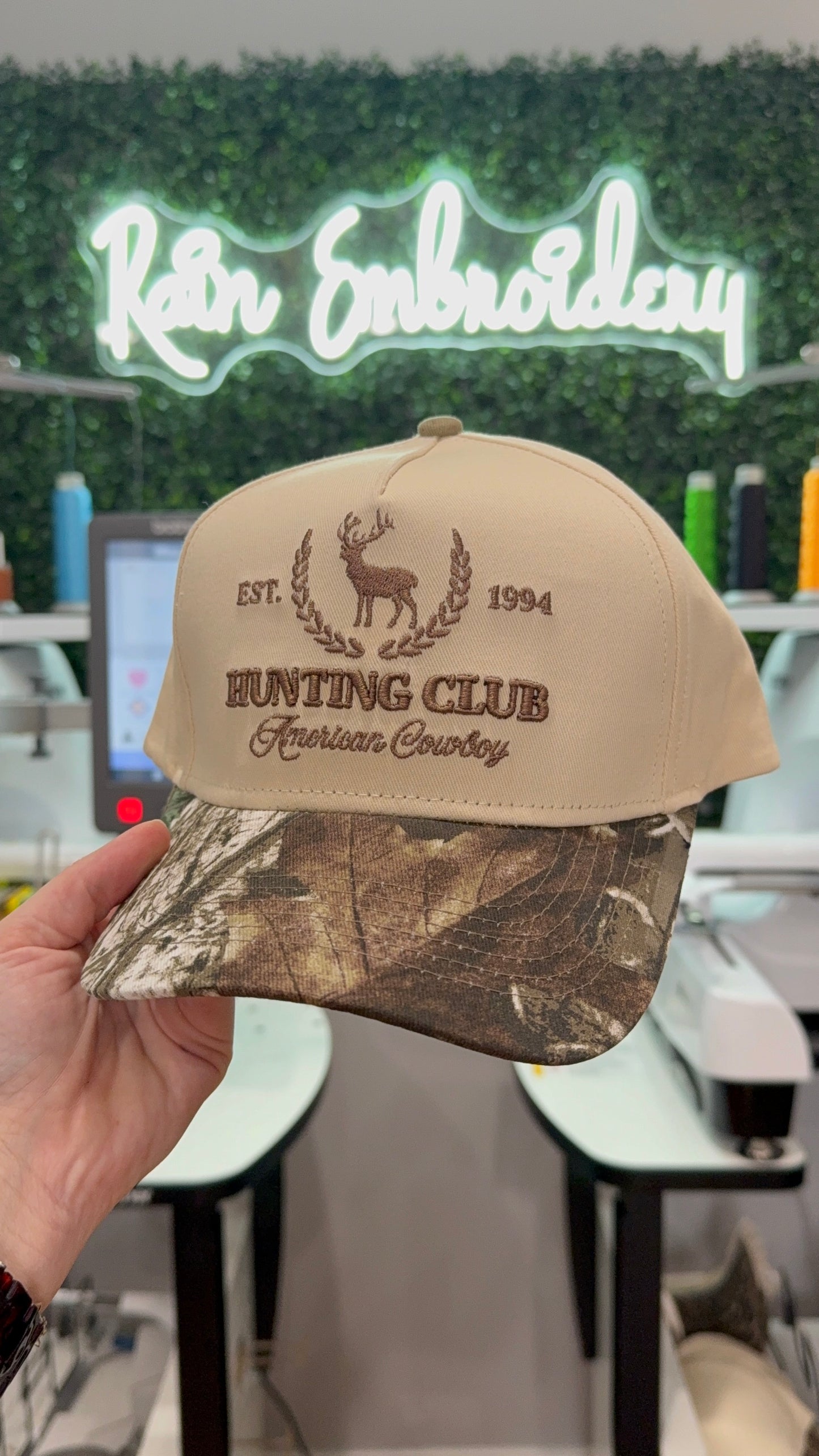 Hunting Club Camo Embroidered Trucker Hat