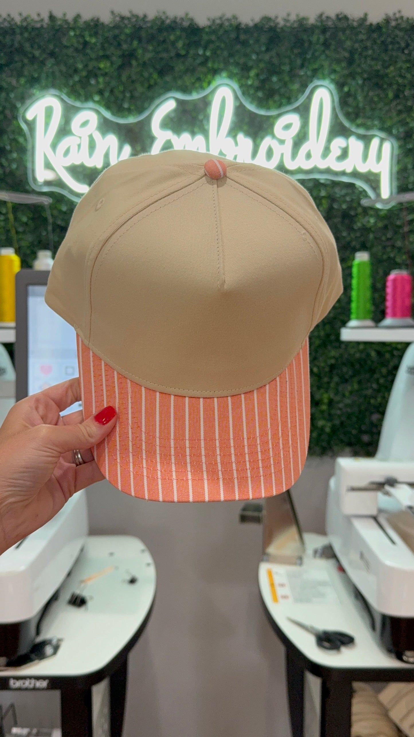 Orange Striped Bill (blank) Trucker Hat