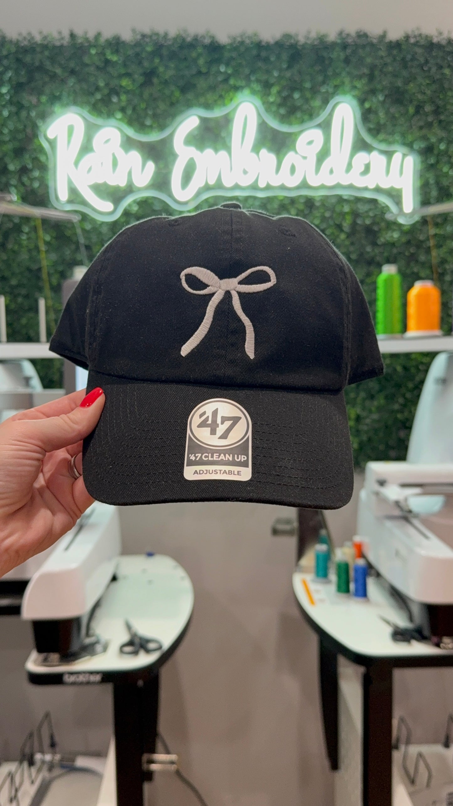 White Coquette Bow Embroidered Hat