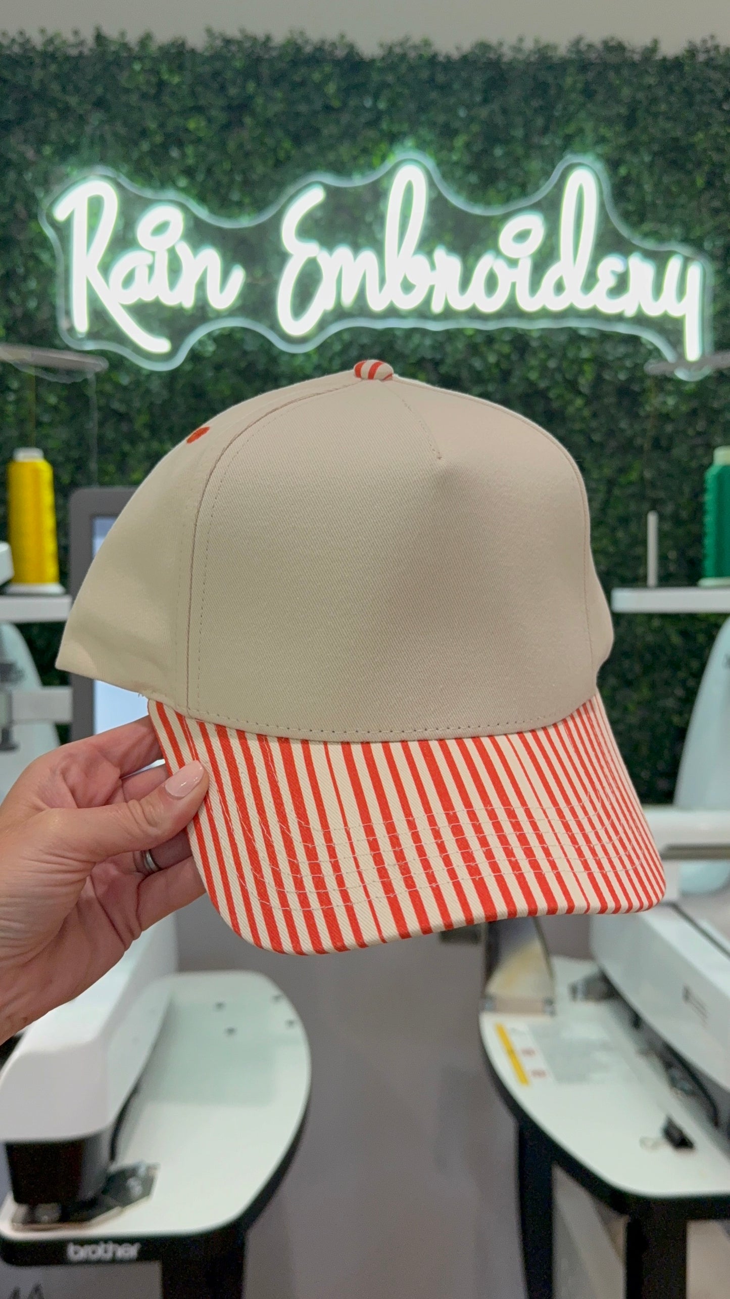 Burnt Orange Stripes Trucker Hat (blank)