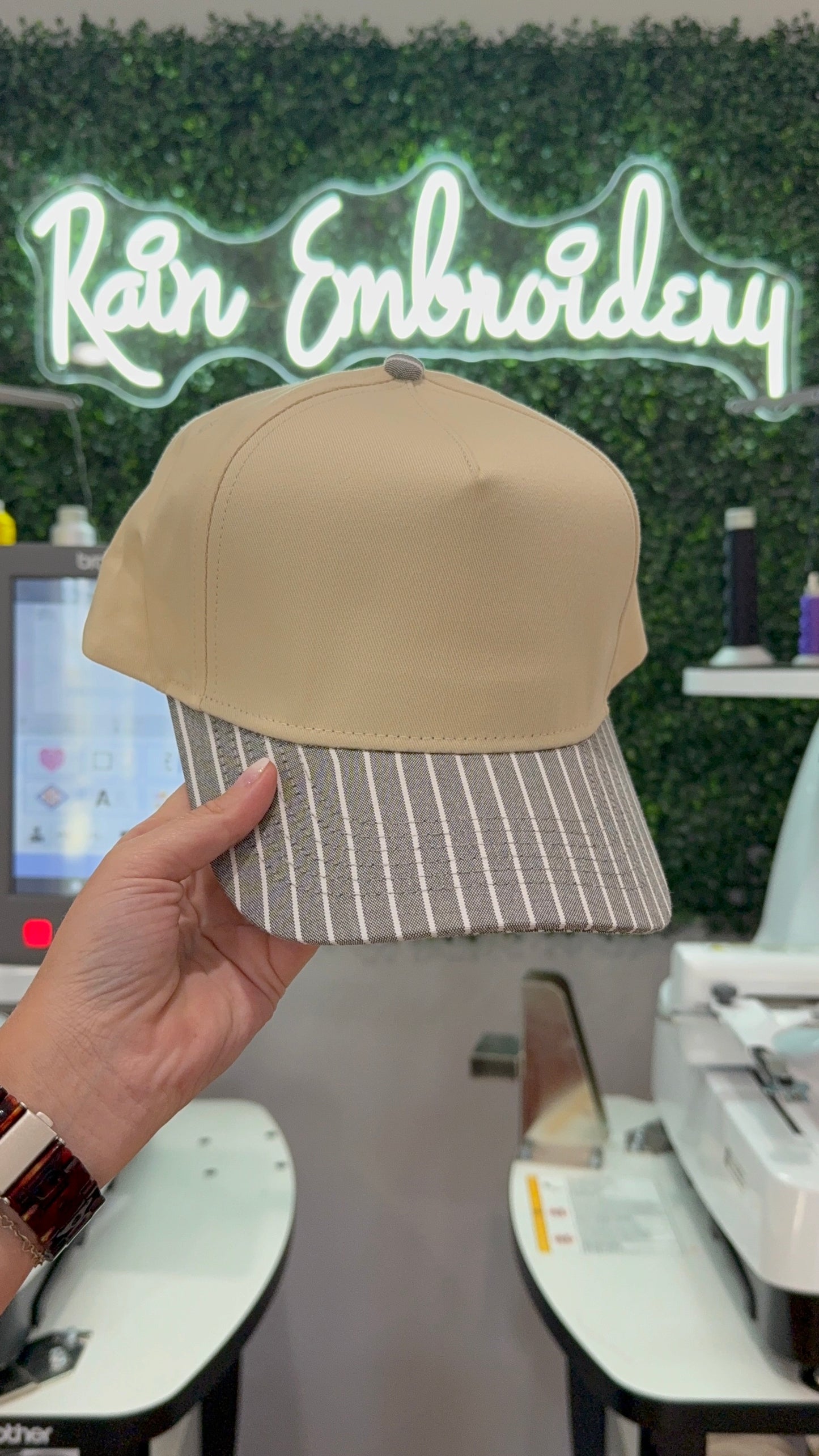 Gray Striped Bill (blank) Trucker Hat