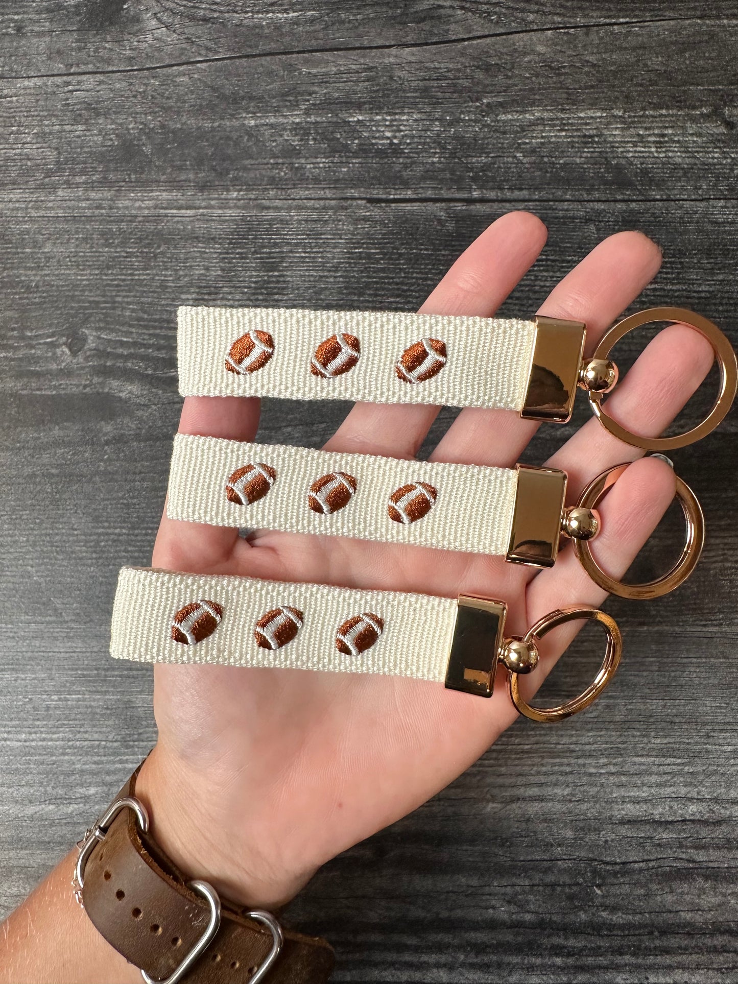 Football Embroidered Keychain