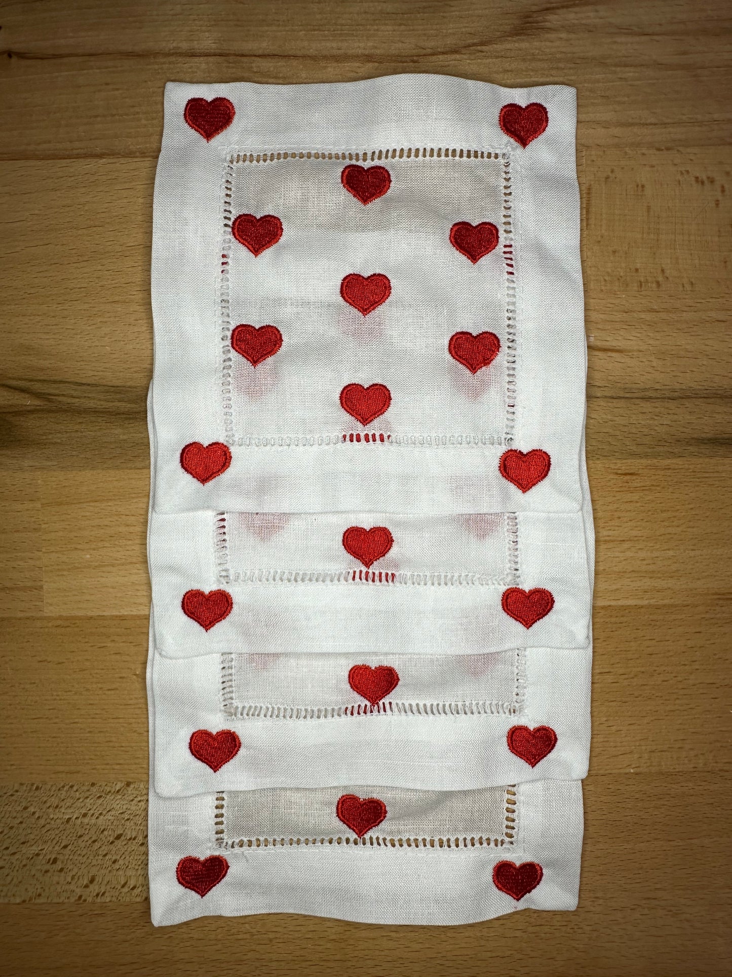 Heart Embroidered Cocktail Napkins