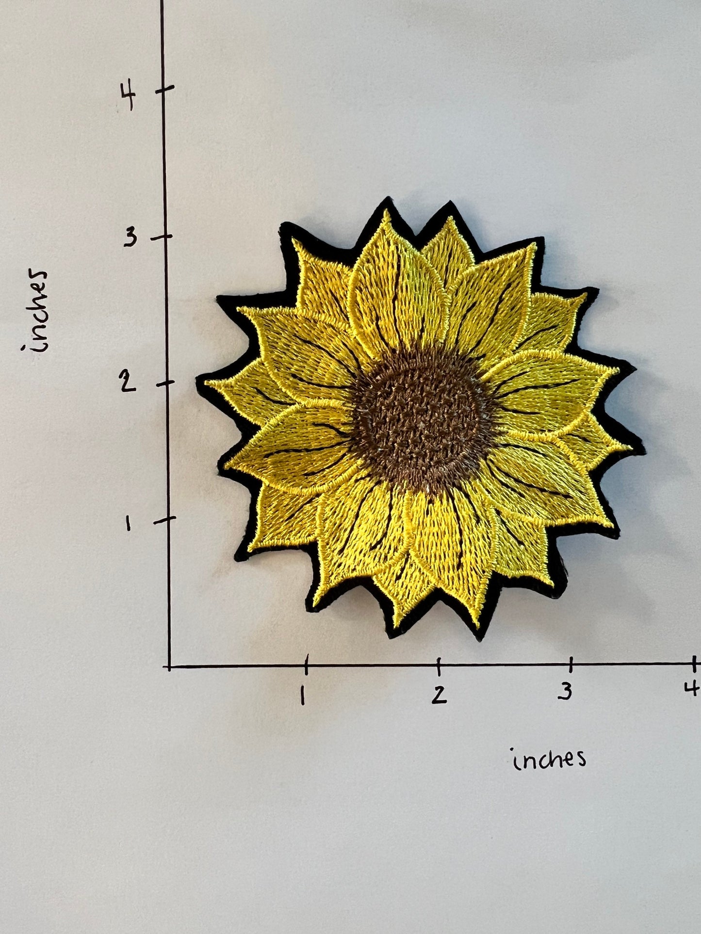 Boho 3 inch Sunflower Iron On / Sew On Embroidered Patch