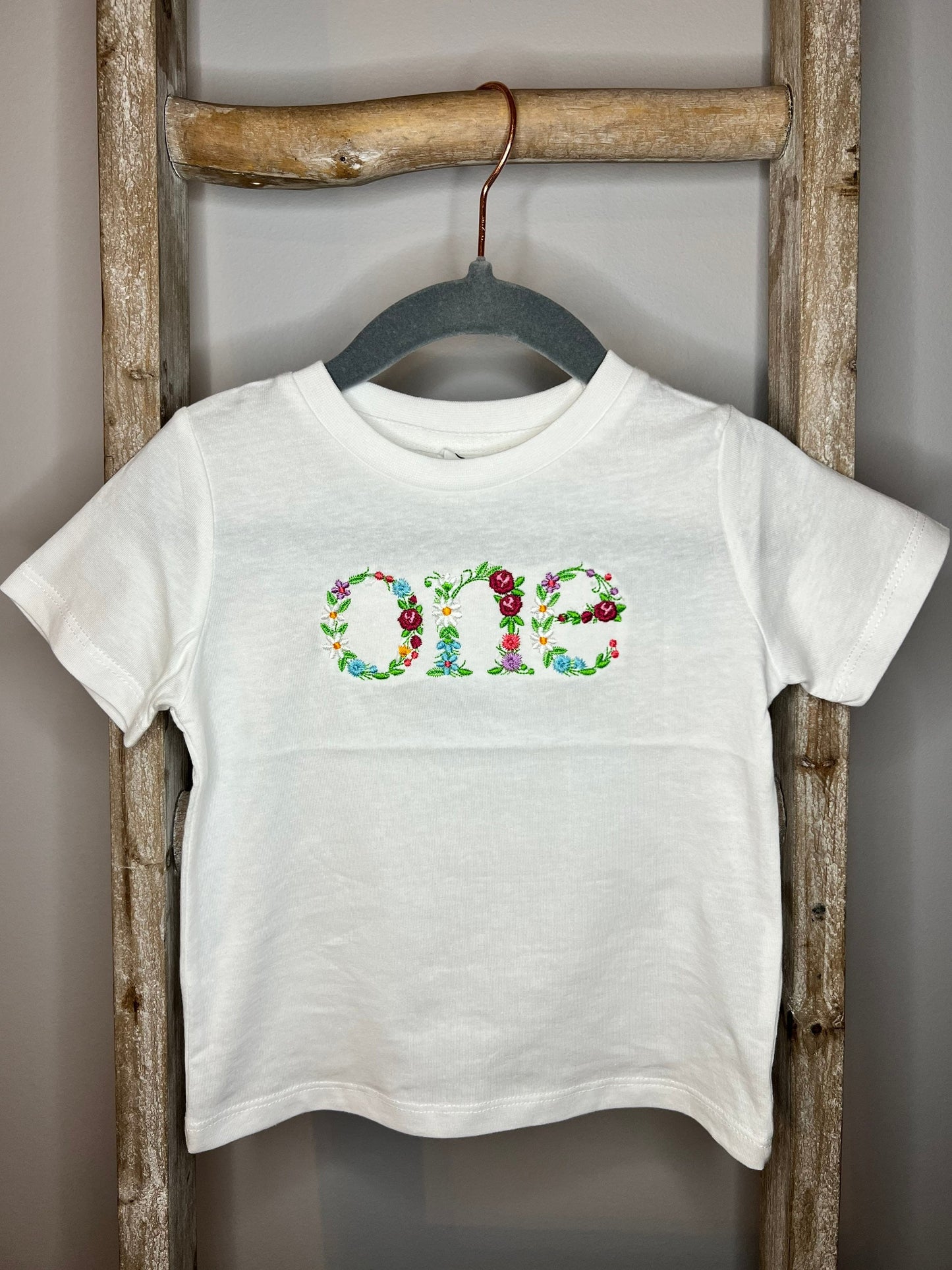 First Birthday Shirt / One Embroidered Floral Shirt / Baby Girl First Birthday / One Shirt / Girl Floral Shirts / Embroidery