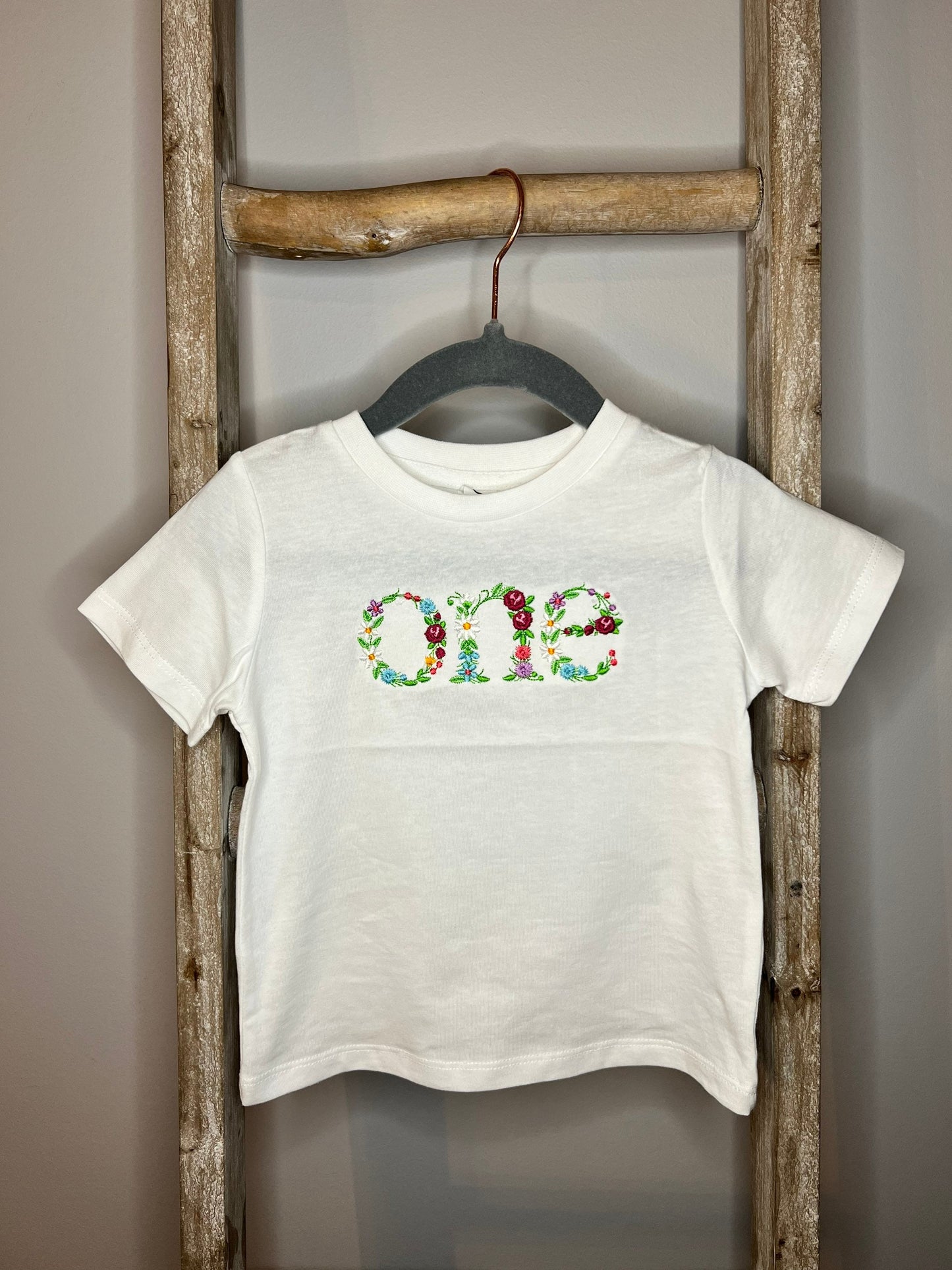 First Birthday Shirt / One Embroidered Floral Shirt / Baby Girl First Birthday / One Shirt / Girl Floral Shirts / Embroidery