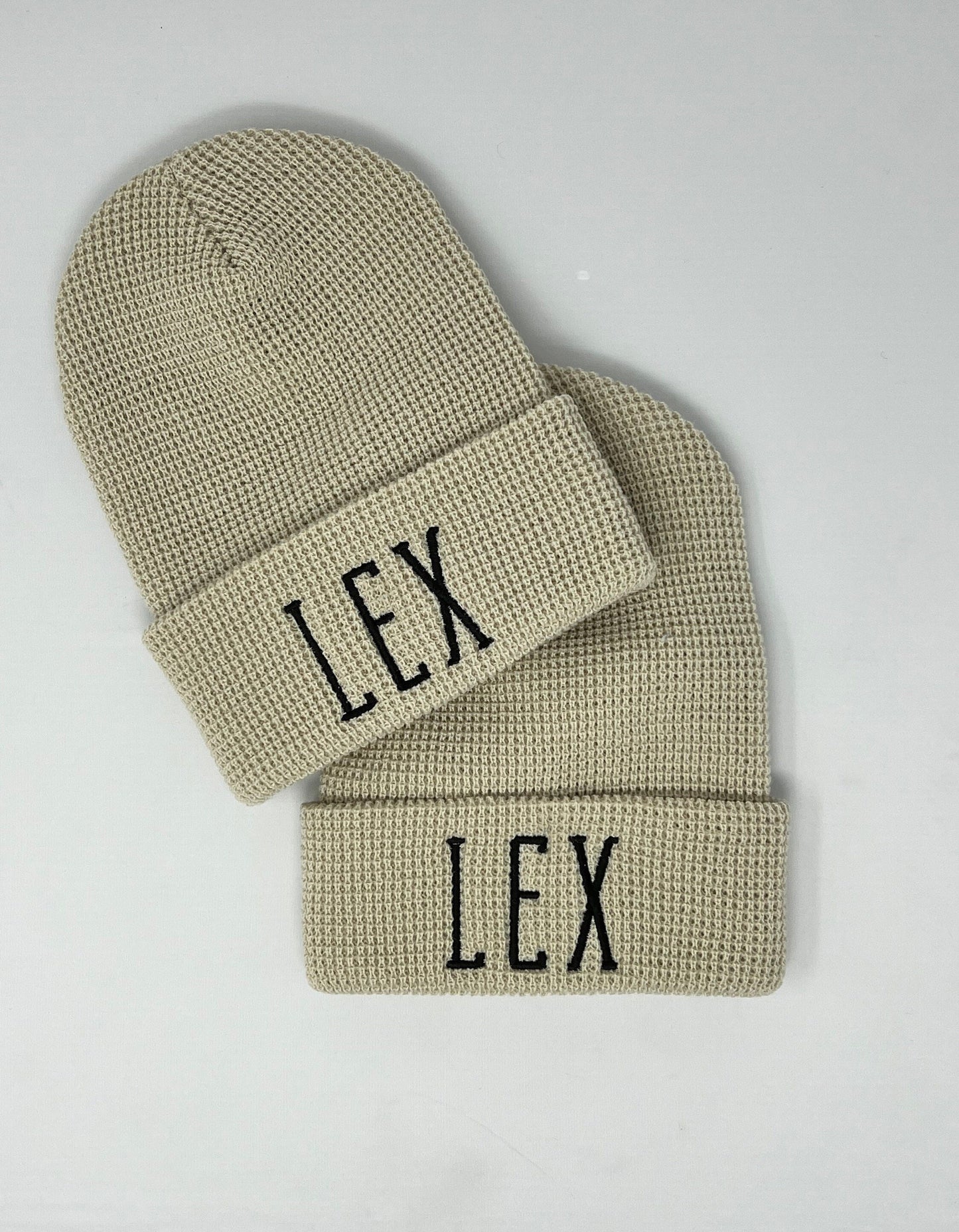 Custom City Embroidered Beanie / Embroidered Hat / Area Code / Airport Beanie / LEX / Waffle Knit Beanie