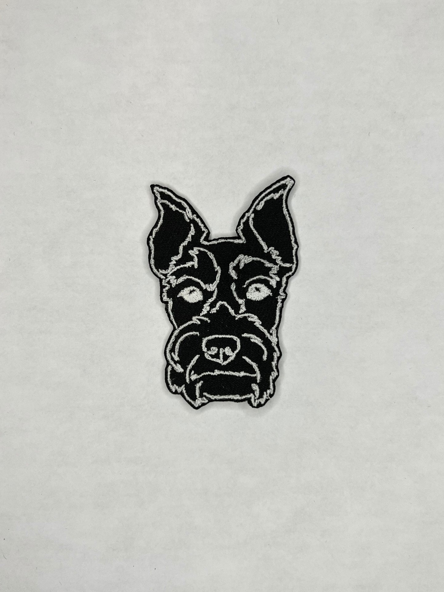 Schnauzer Embroidered Patch / Iron On Patch / Sew On Patch / Jacket Patch / Backpack Patch / Dog Line Art / Dog Embroidery / Schnoodle Patch