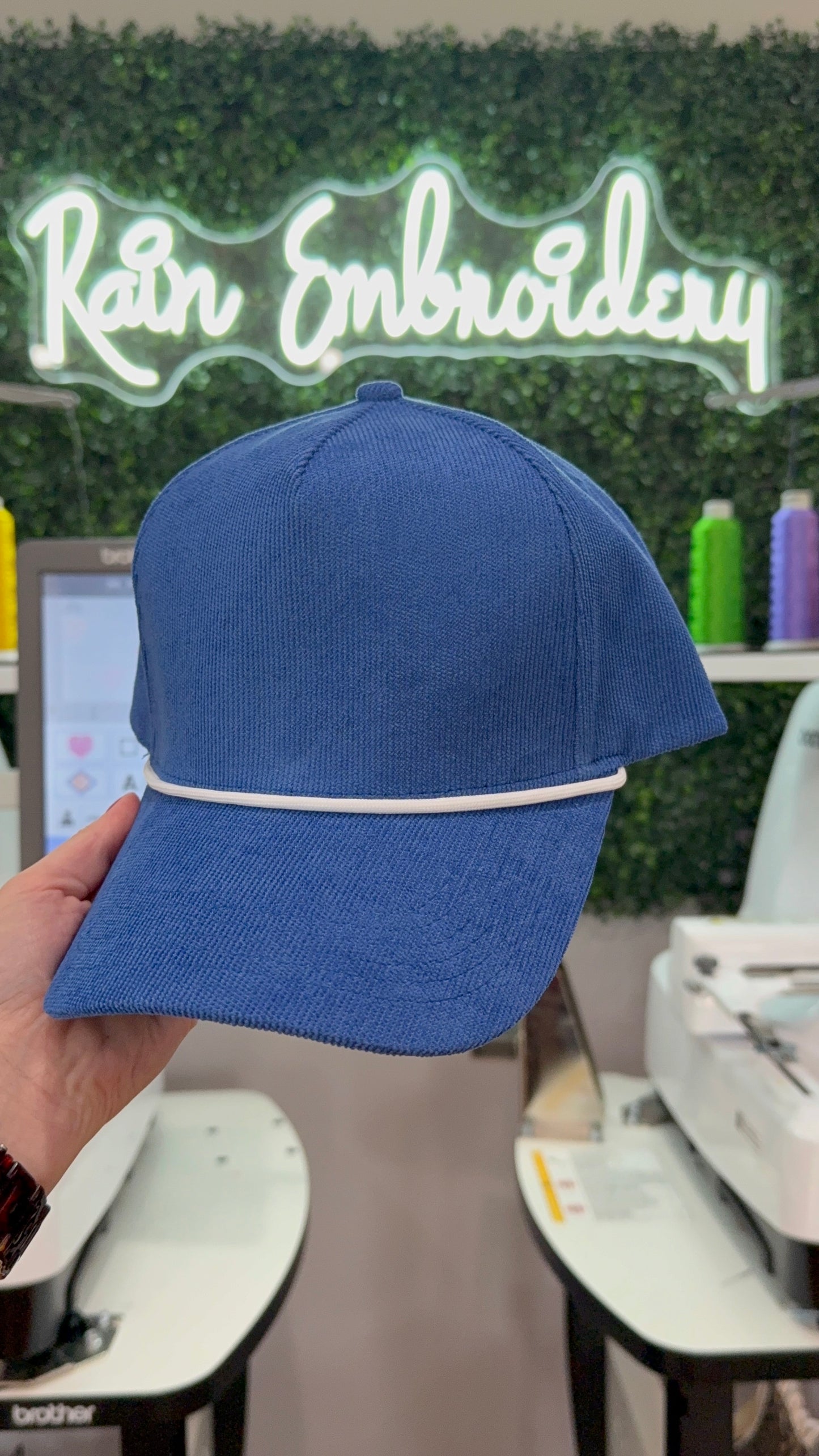 Blue Corduroy Trucker Hat (blanks)
