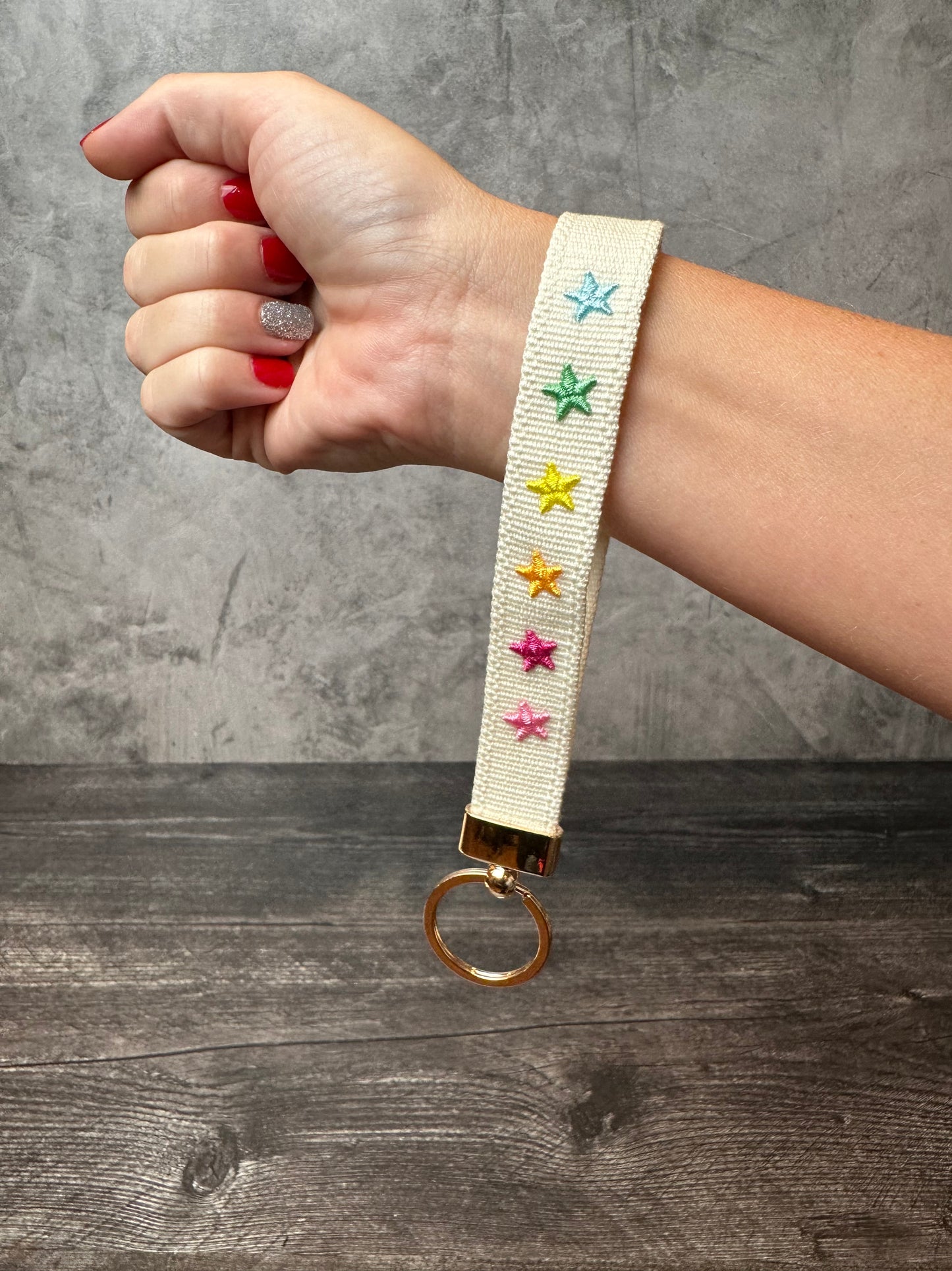 Stars Embroidered WRISTLET Keychain