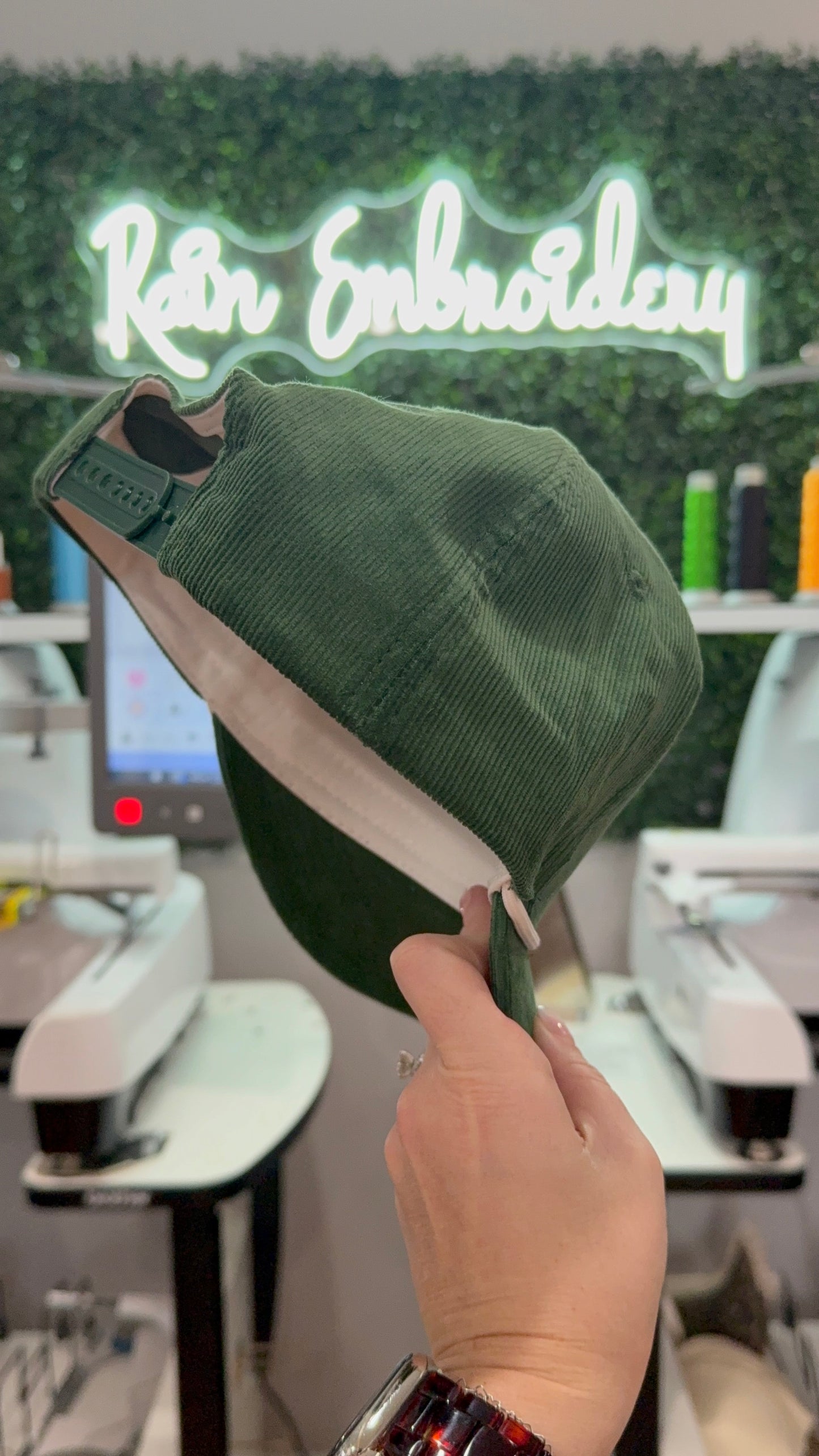 Green Corduroy Trucker Hat (blank)