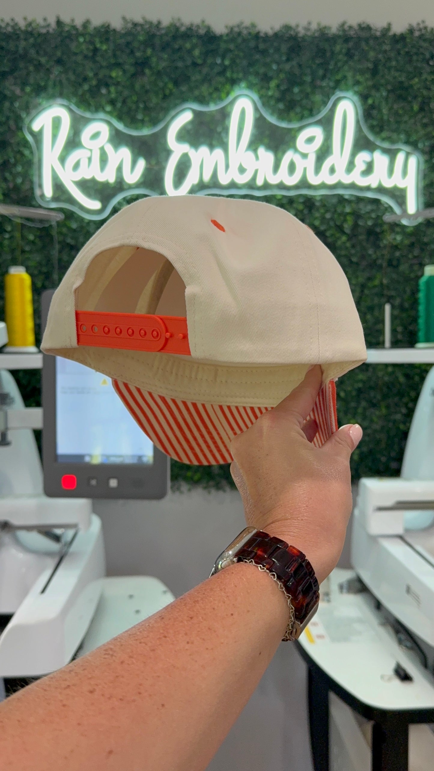 Burnt Orange Stripes Trucker Hat (blank)