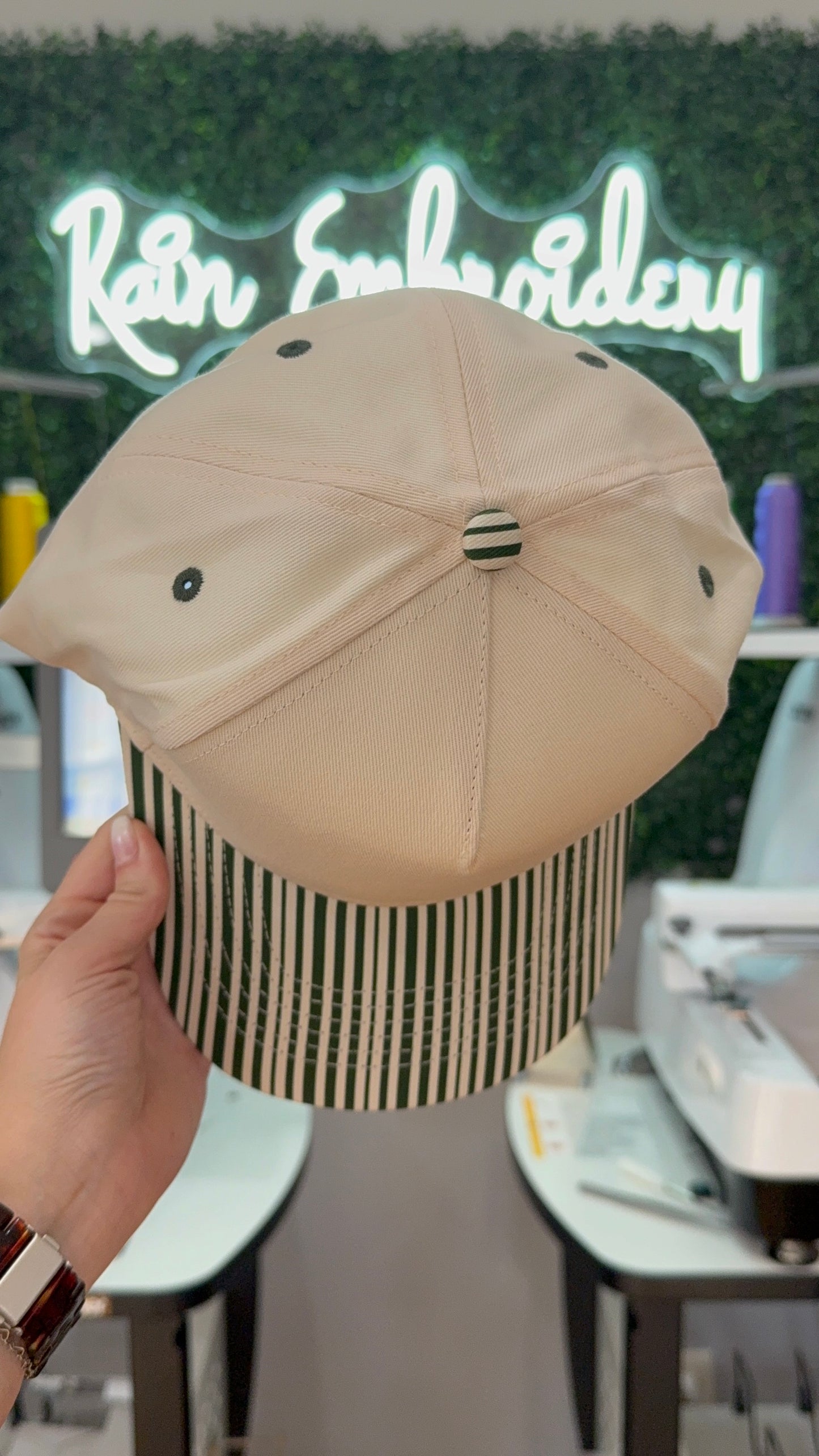 Dark Green Stripes Trucker Hat (blank)