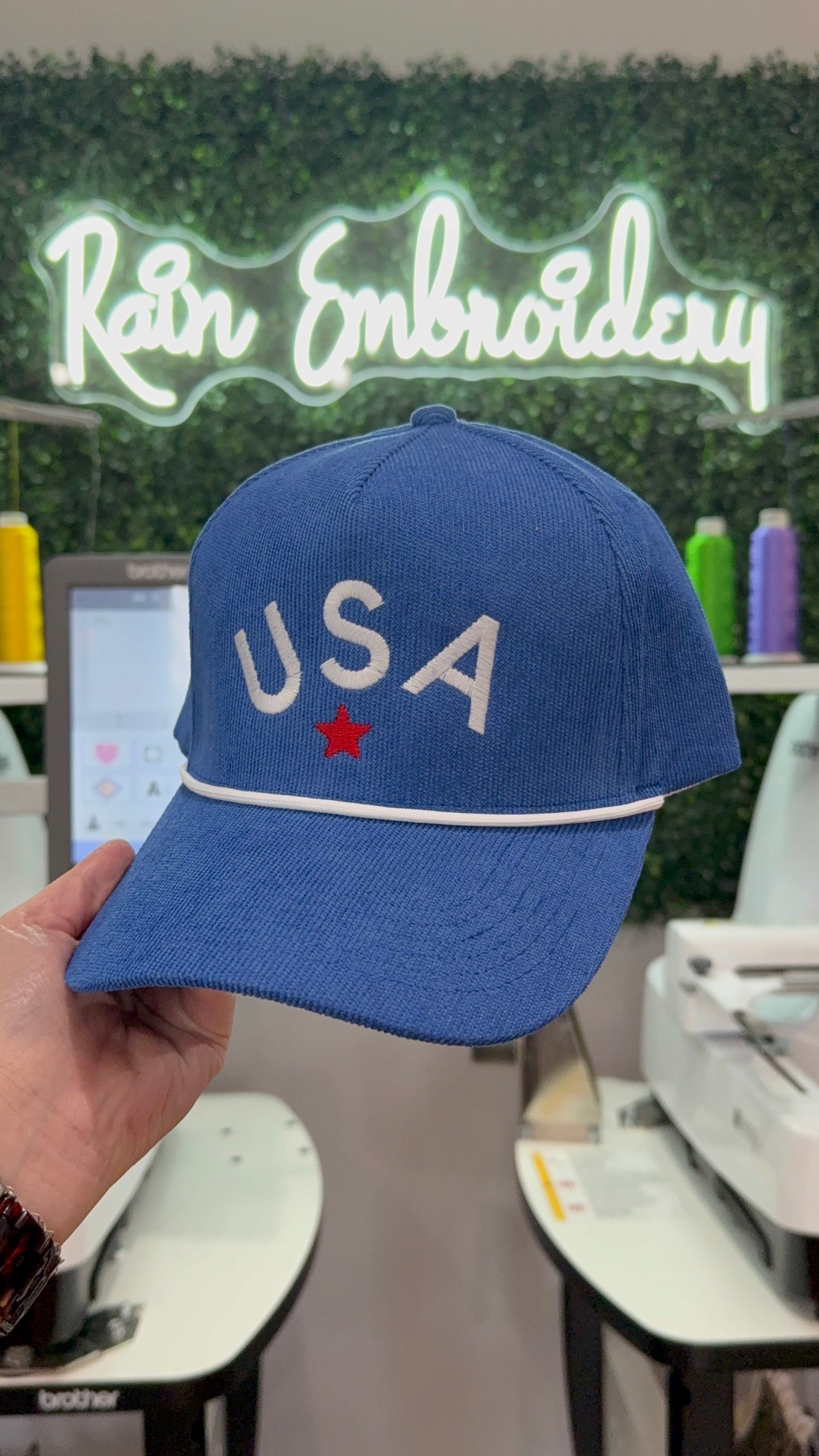 USA Embroidered Corduroy Trucker Hat