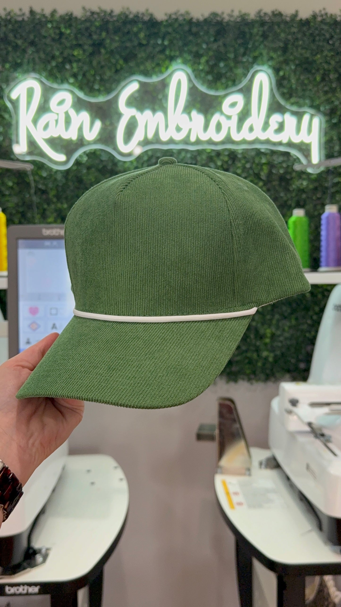 Green Corduroy Trucker Hat (blanks)