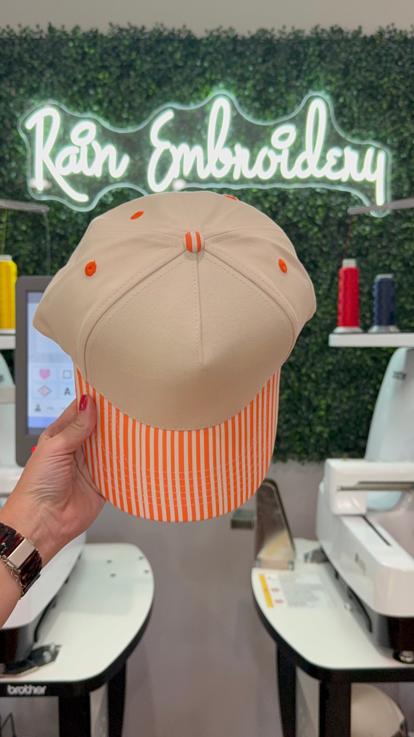 Orange Stripes Trucker Hat (blank)