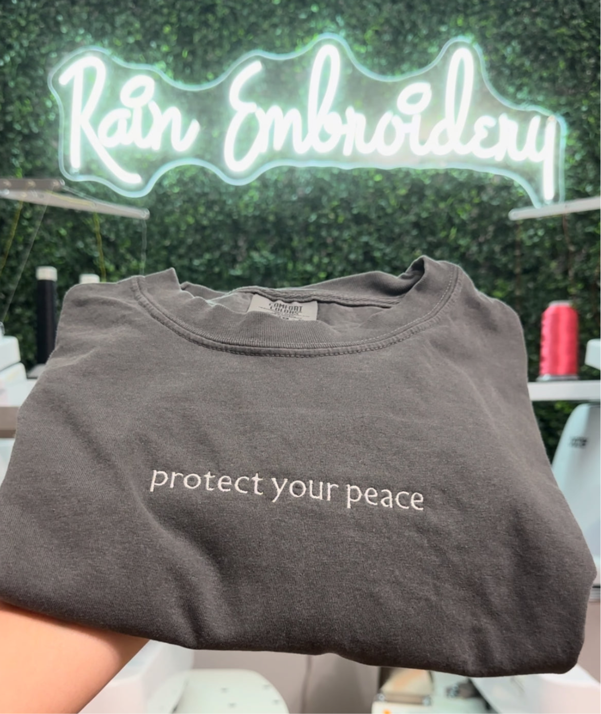 Protect Your Peace Embroidered Tee / Mental Health / Comfort Colors / Workout Shirt / Embroidery Gifts / Positive Affirmation T-Shirt